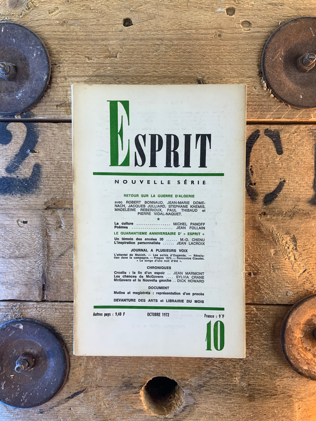 Retour sur la guerre d’Algérie - La culture - Poèmes … [ Revue Esprit ] - Octobre 1972 - n° 10
