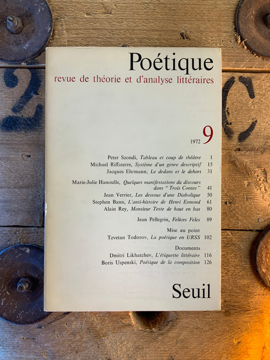 Poétique : revue de théorie et d’analyse littéraire 9 - 1972