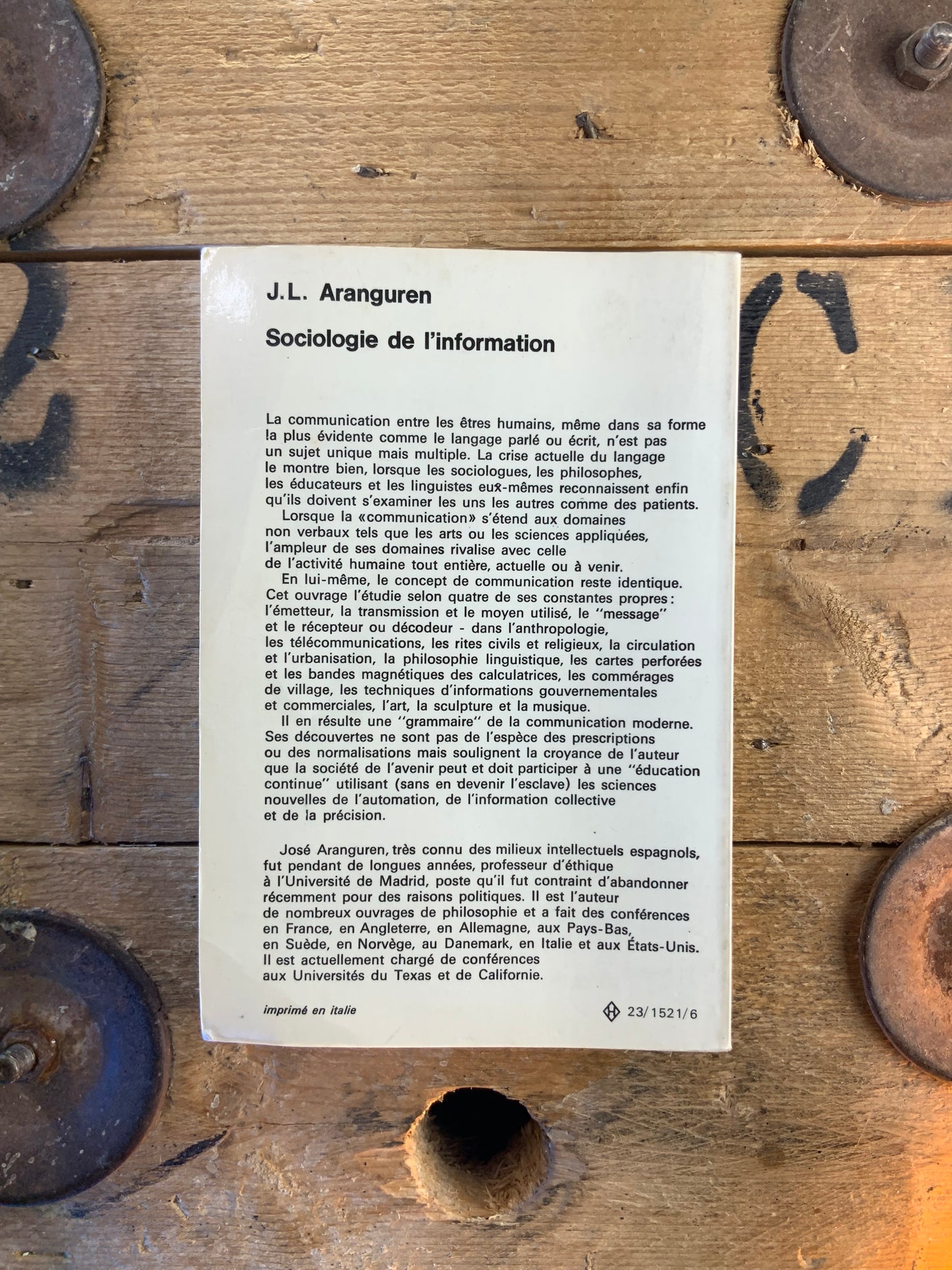 L’univers des connaissances : Sociologie de l’information - J. L. Aranguren