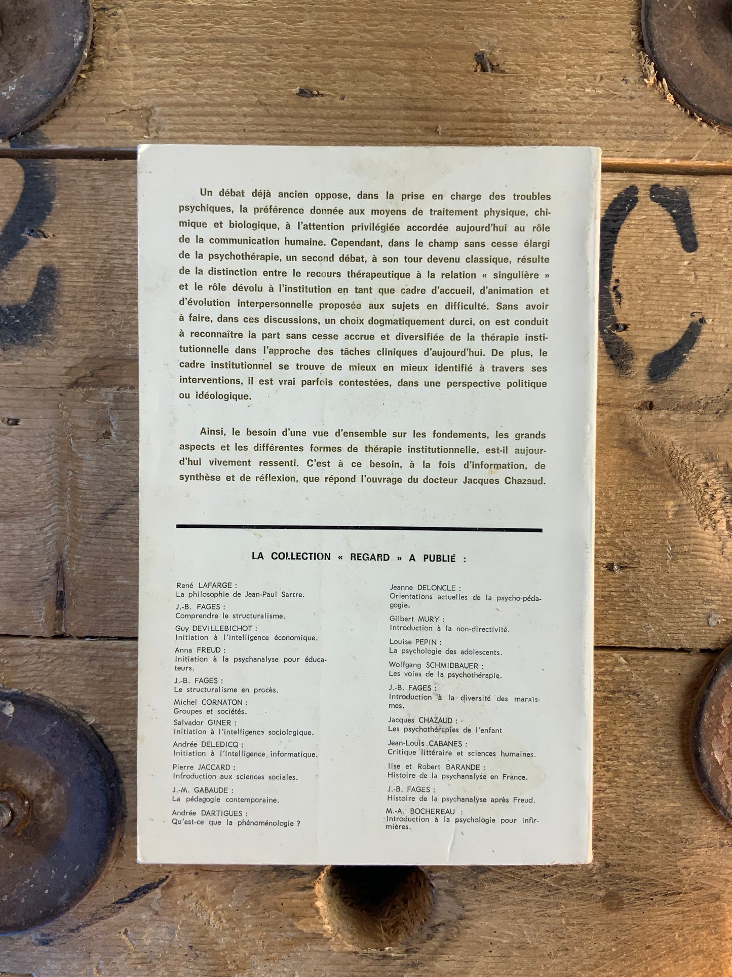 Introduction à la thérapeutique institutionnelle - J. Chazaud