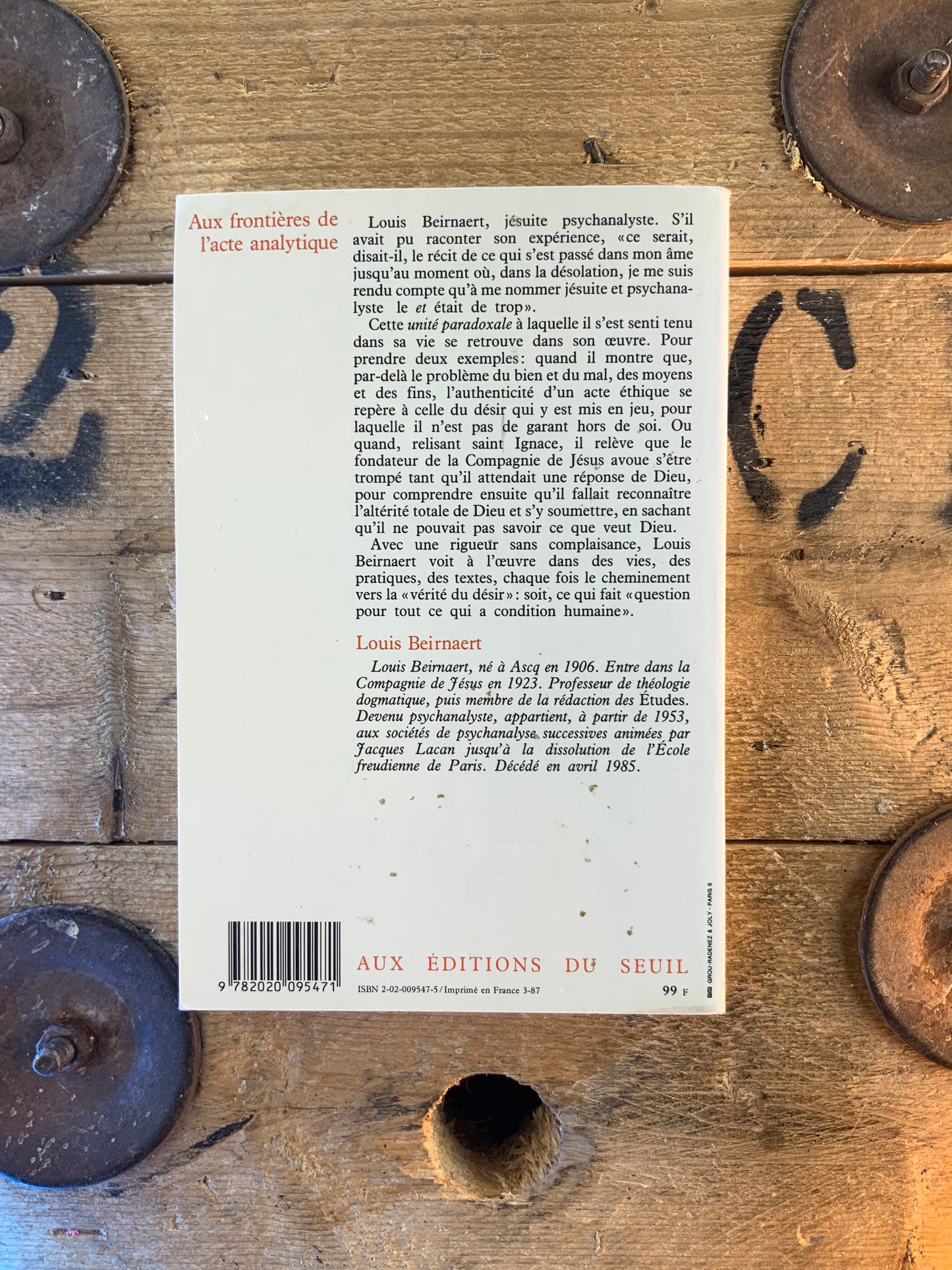 Aux frontières de l’acte analytique : La Bible, Saint Ignace, Freud et Lacan - Louis Beirnaert