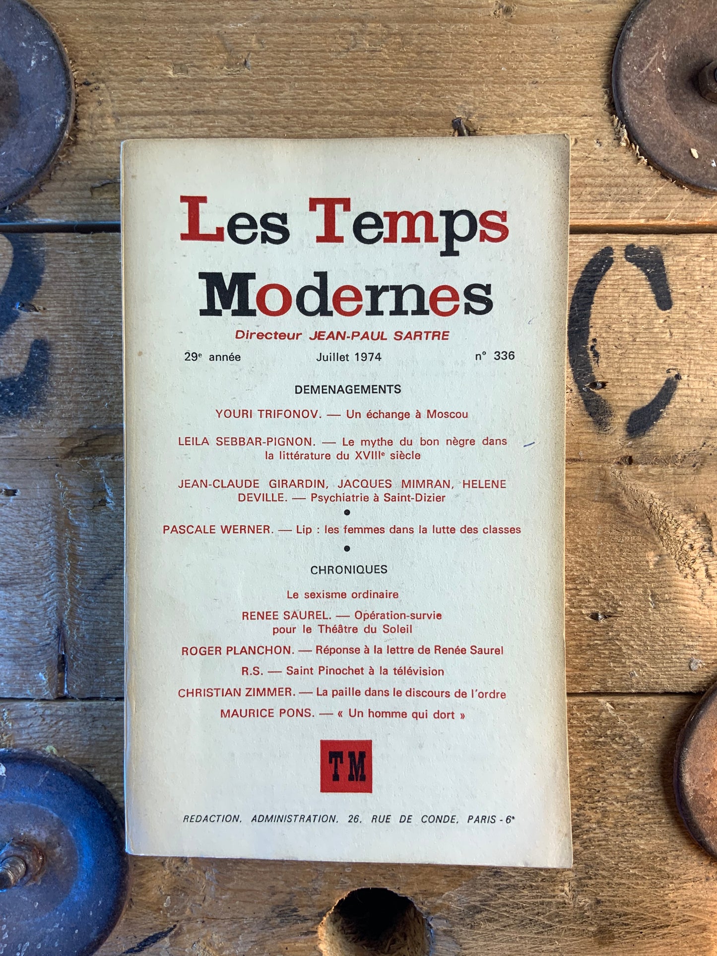 Un échange à Moscou - Youri Trifonov | Le mythe du bon nègre dans la littérature du XVIIIe siècle - Leila-Sebbar Pignon [ Les Temps Modernes ] - Juillet 1974 - n° 336
