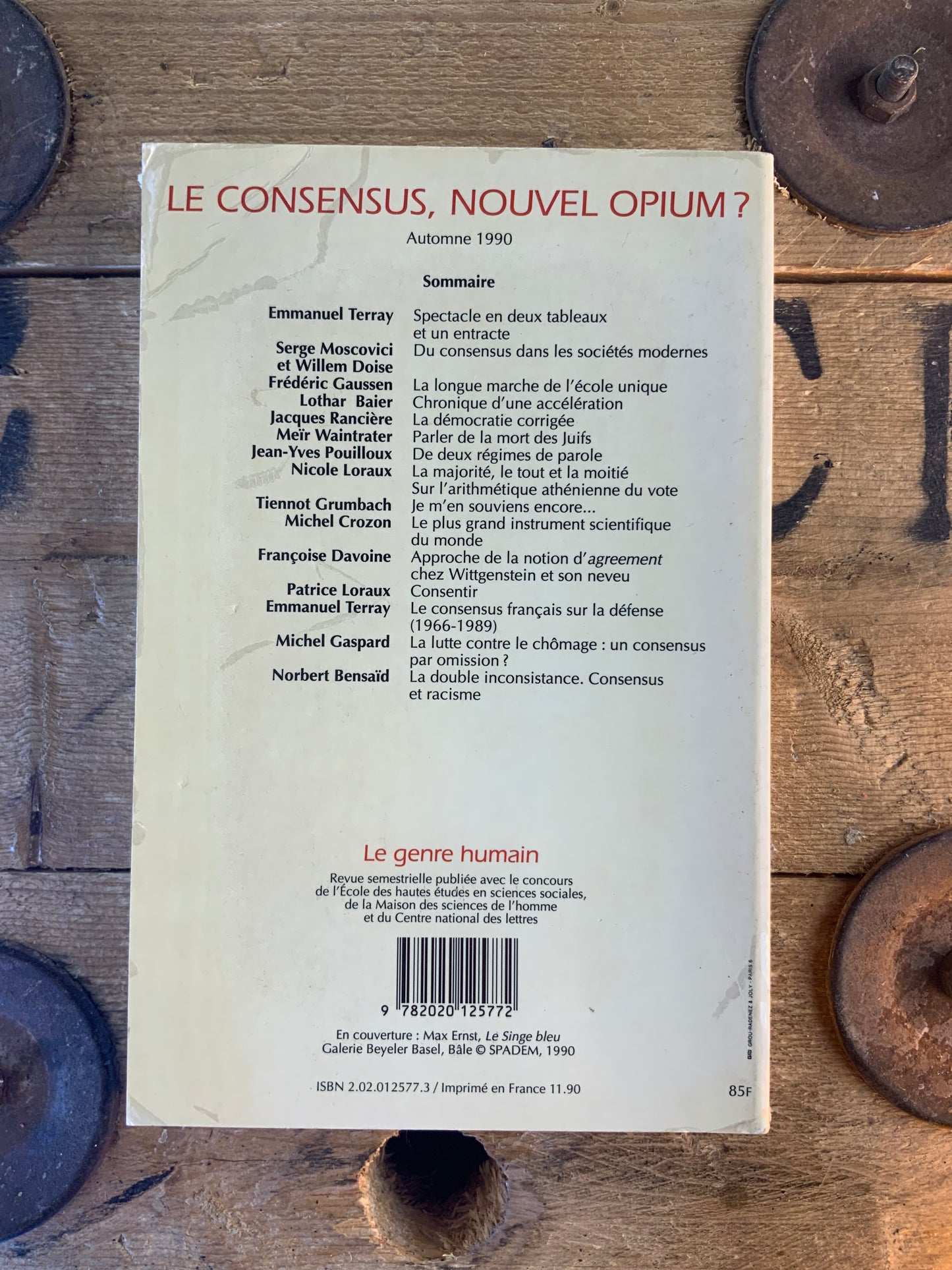Le consensus, nouvel opium ? [ Revue Le genre humain ] - automne 1990