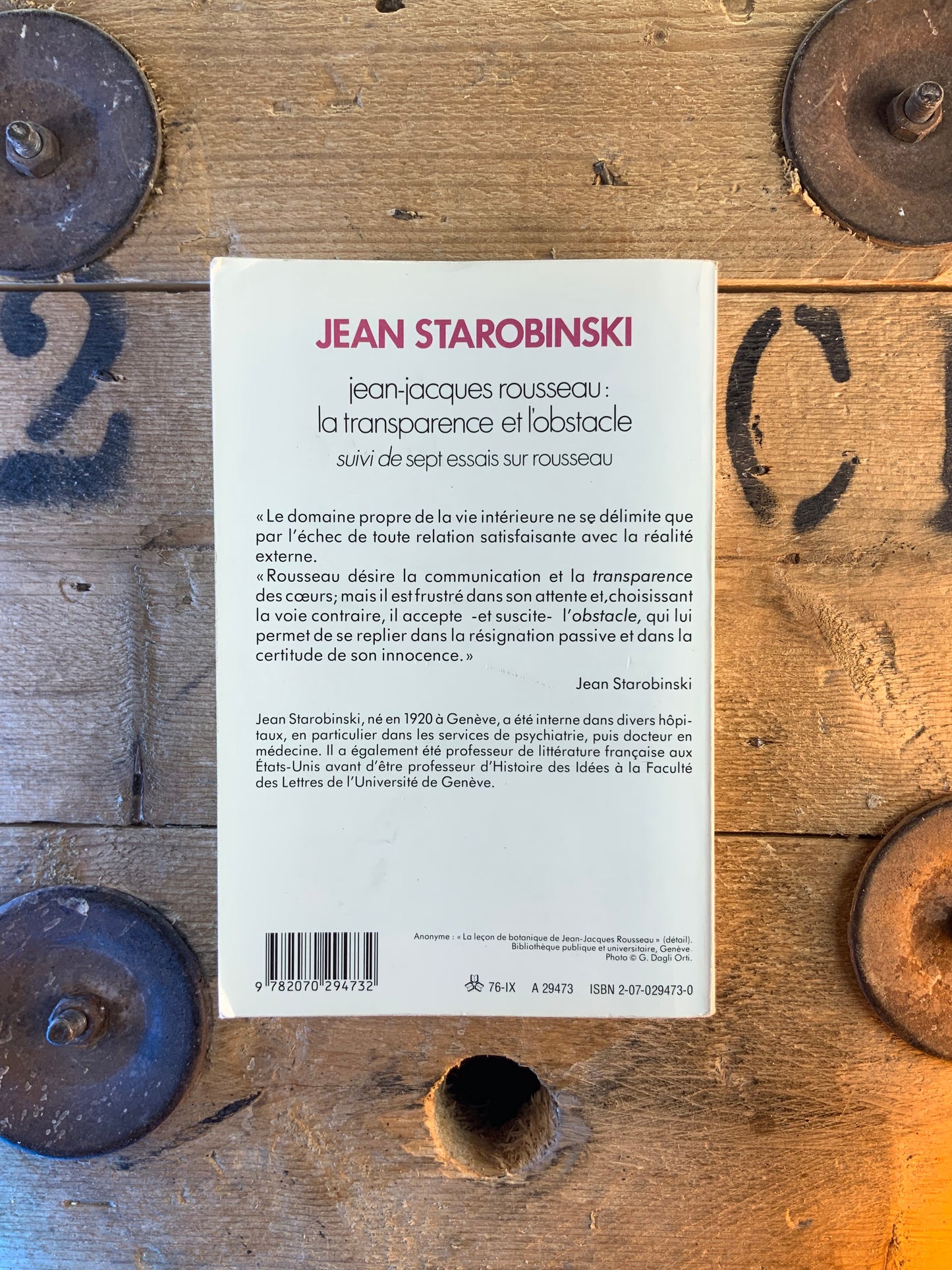 Jean-Jacques Rousseau: la transparence et l’obstacle. Suivi de Sept essais sur Rousseau - Jean Starobinski
