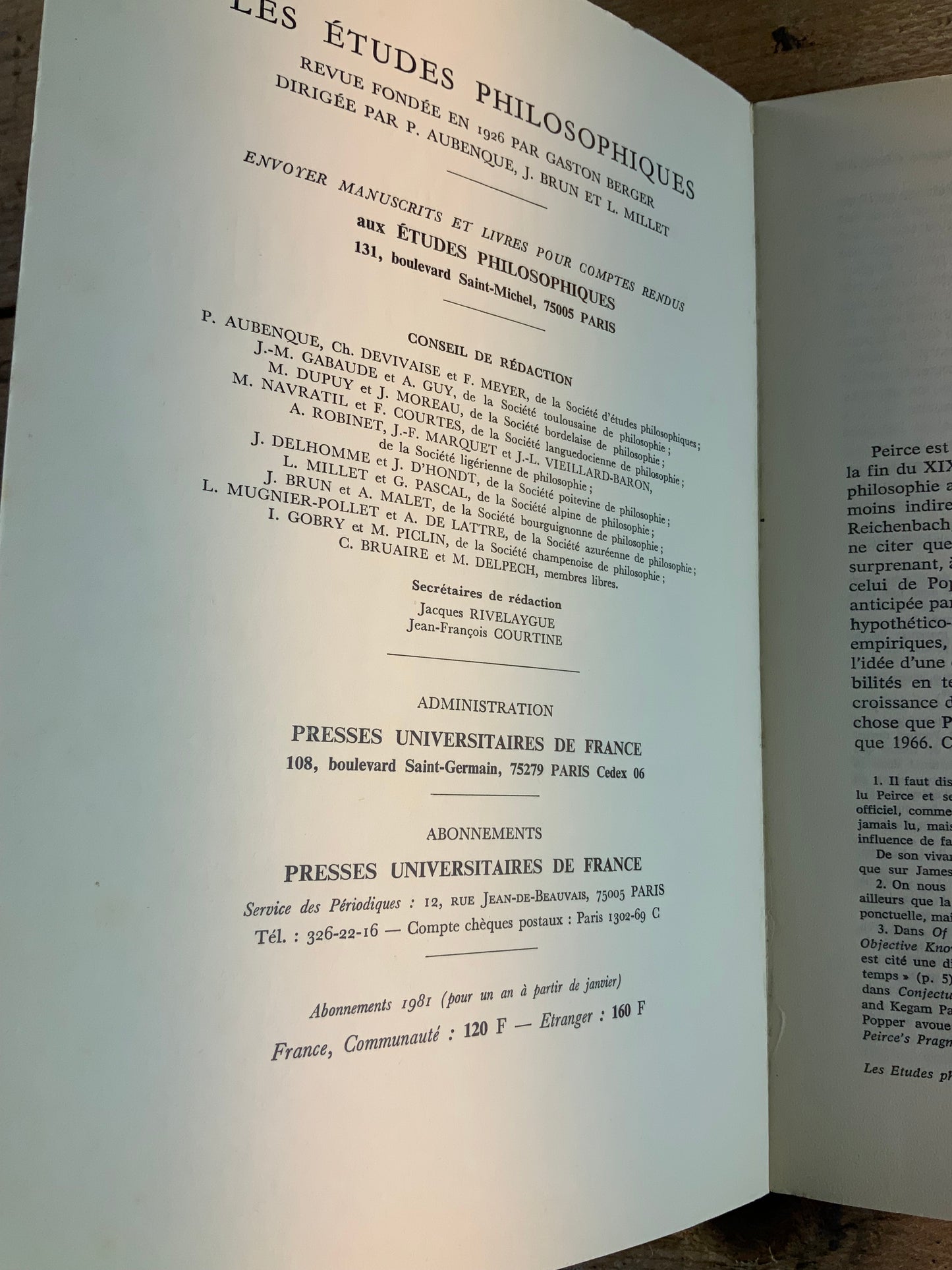 Les études philosophiques : Recherches - Juillet-Septembre 1981