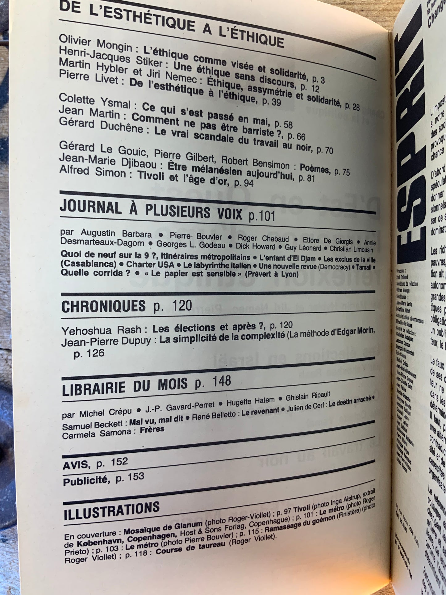 D’Est en Ouest, l’urgence d’une réflexion éthique | Les élections en Israël | Ce qui s’est passé en mai | La Méthode d’Edgar Morin … [ Revue Esprit ] - Septembre 1981 -