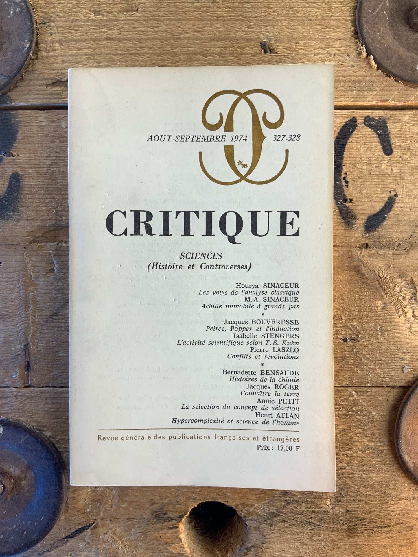 Sciences (Histoire et Controverses) [ Revue Critique ] - Août-Septembre 1974 - n° 327-328