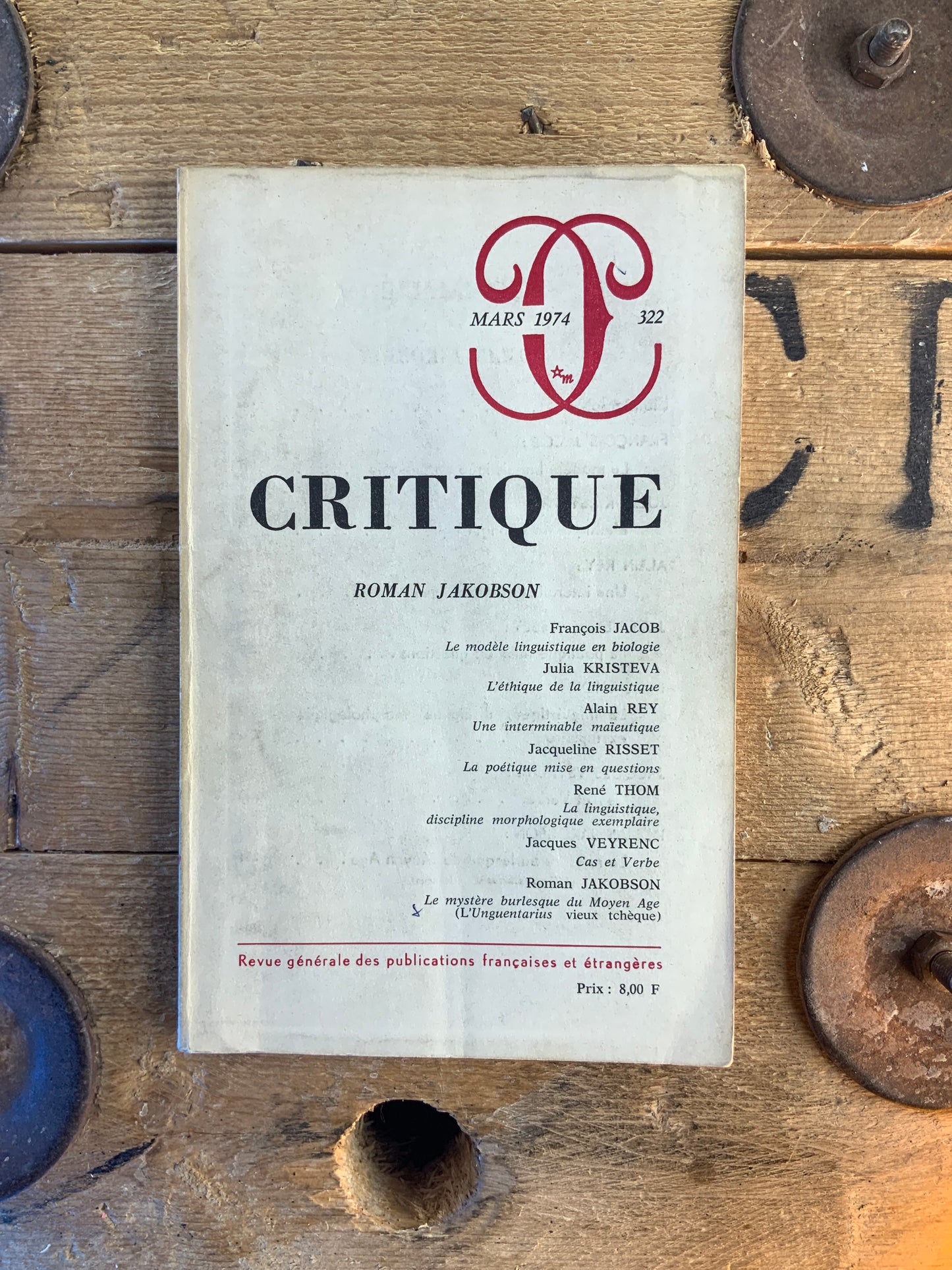 Roman Jakobson [ Revue Critique ] - Mars 1974 - n° 322