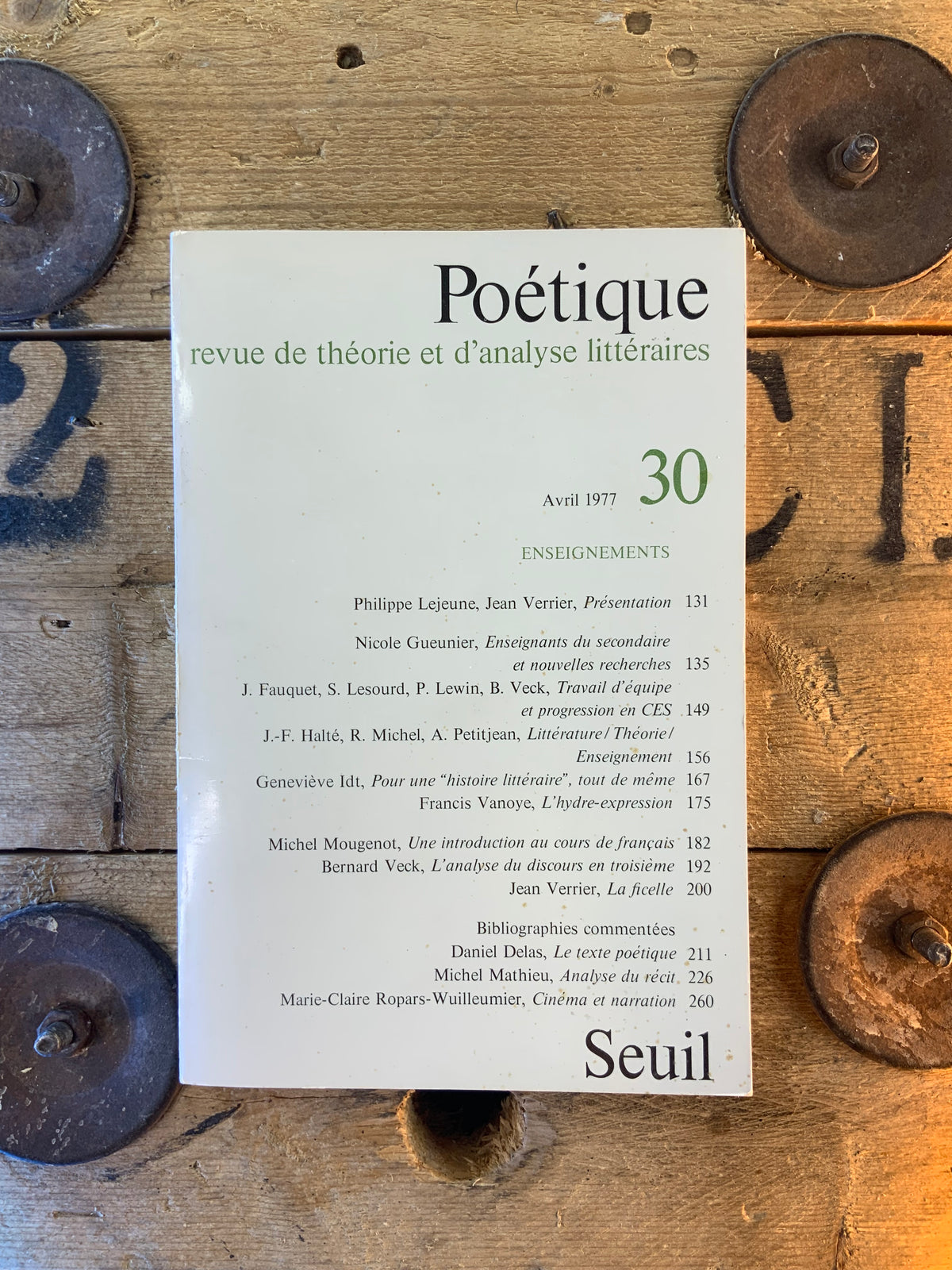 Enseignements [ Poétique : revue de théorie et d’analyse  ] - Avril 1977 - n° 30