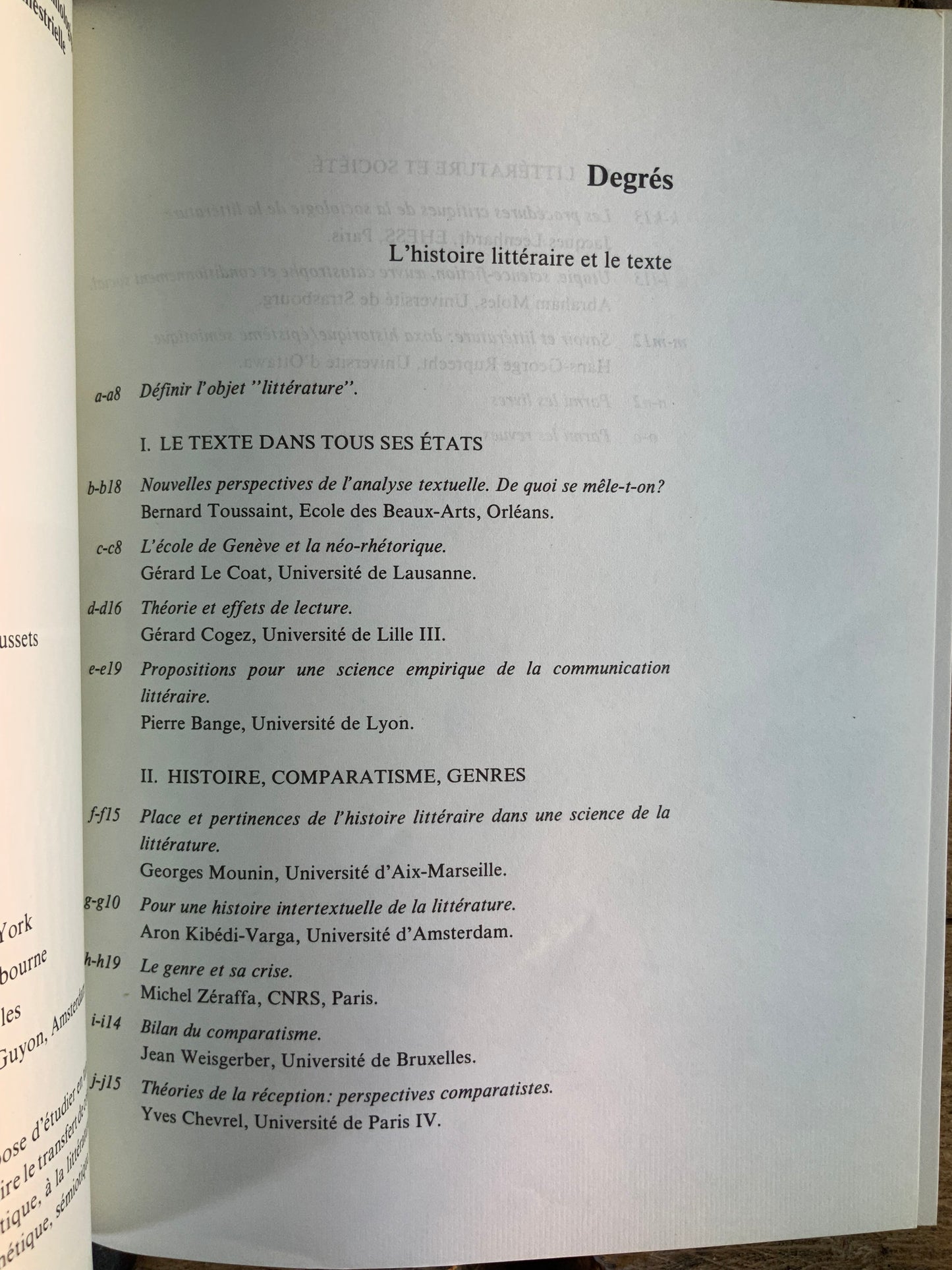 L’histoire littéraire et le texte [ Degrés - Revue de synthèse à orientation sémiologique ] - automne-hiver 1984 - n° 39-40