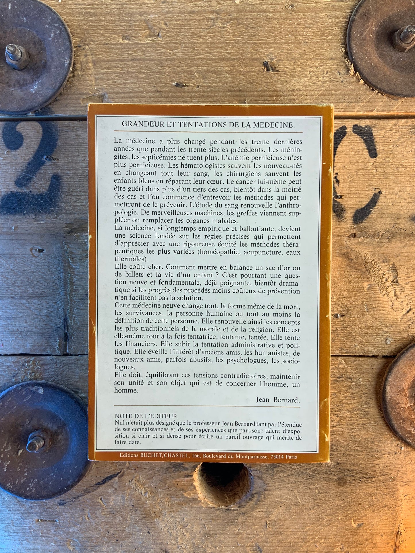 Grandeur et tentations de la médecine - Jean Bernard