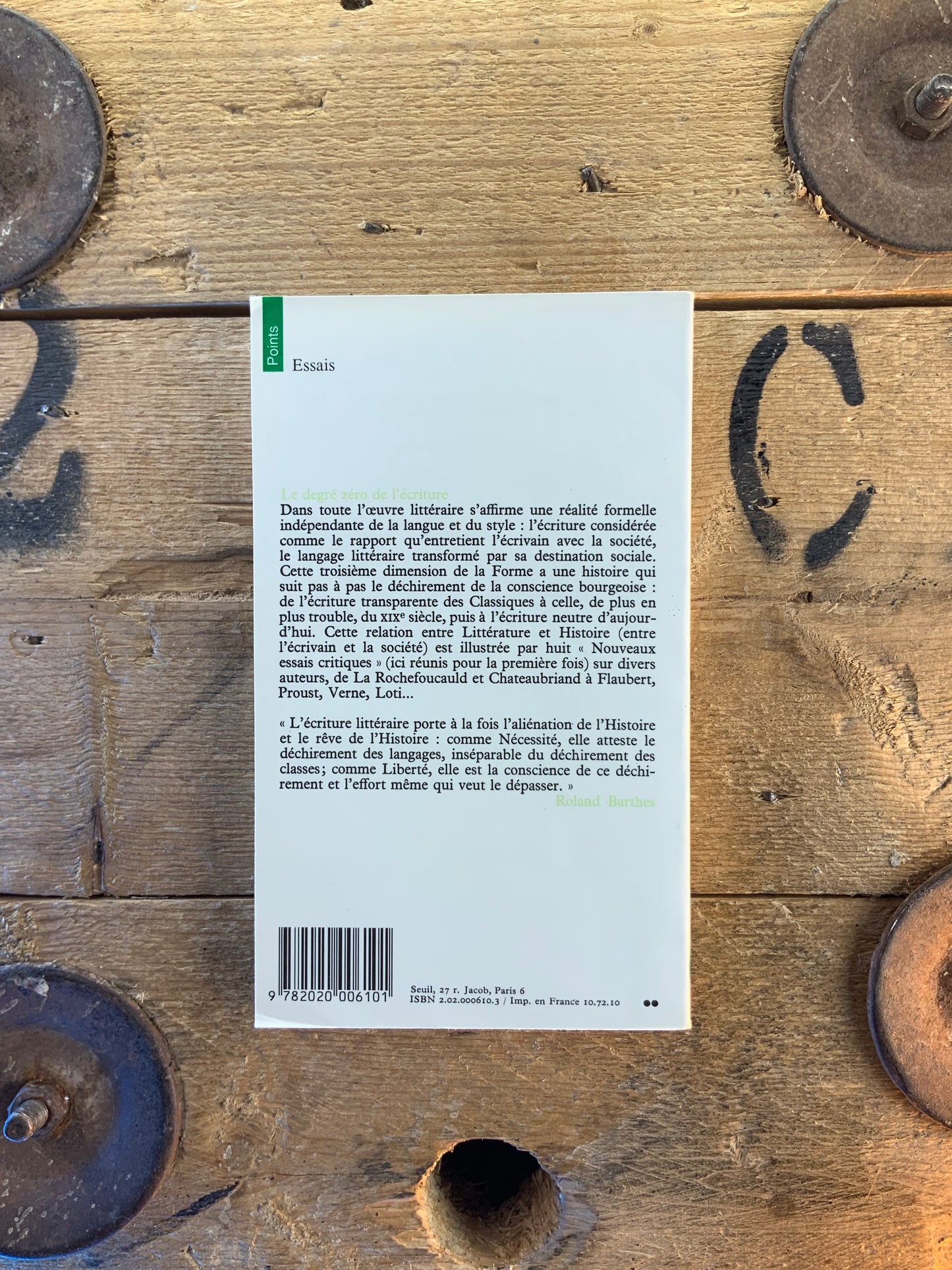 Le degré zéro de l’écriture, suivi de Nouveaux essais critiques - Roland Barthes