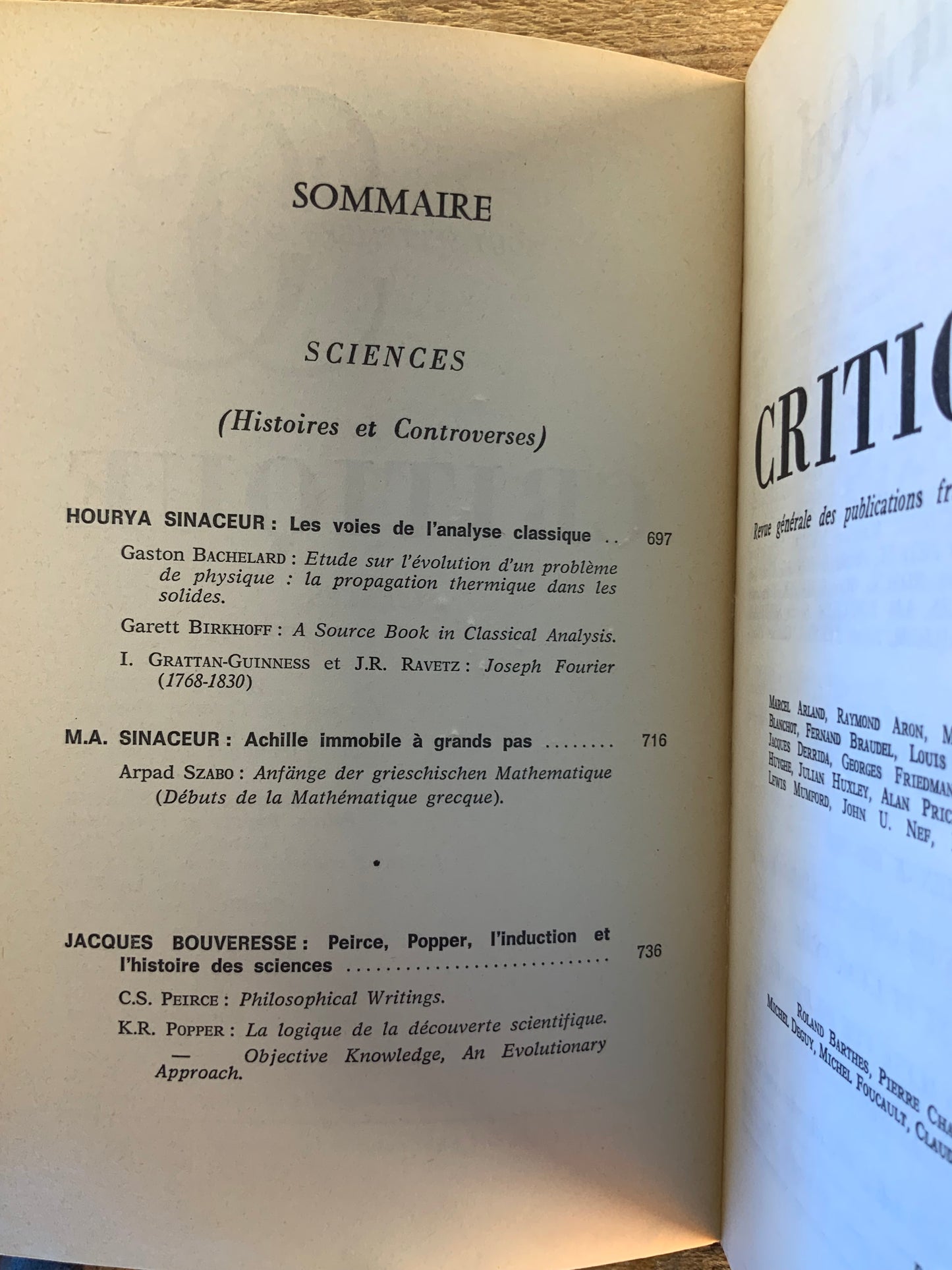 Sciences (Histoire et Controverses) [ Revue Critique ] - Août-Septembre 1974 - n° 327-328