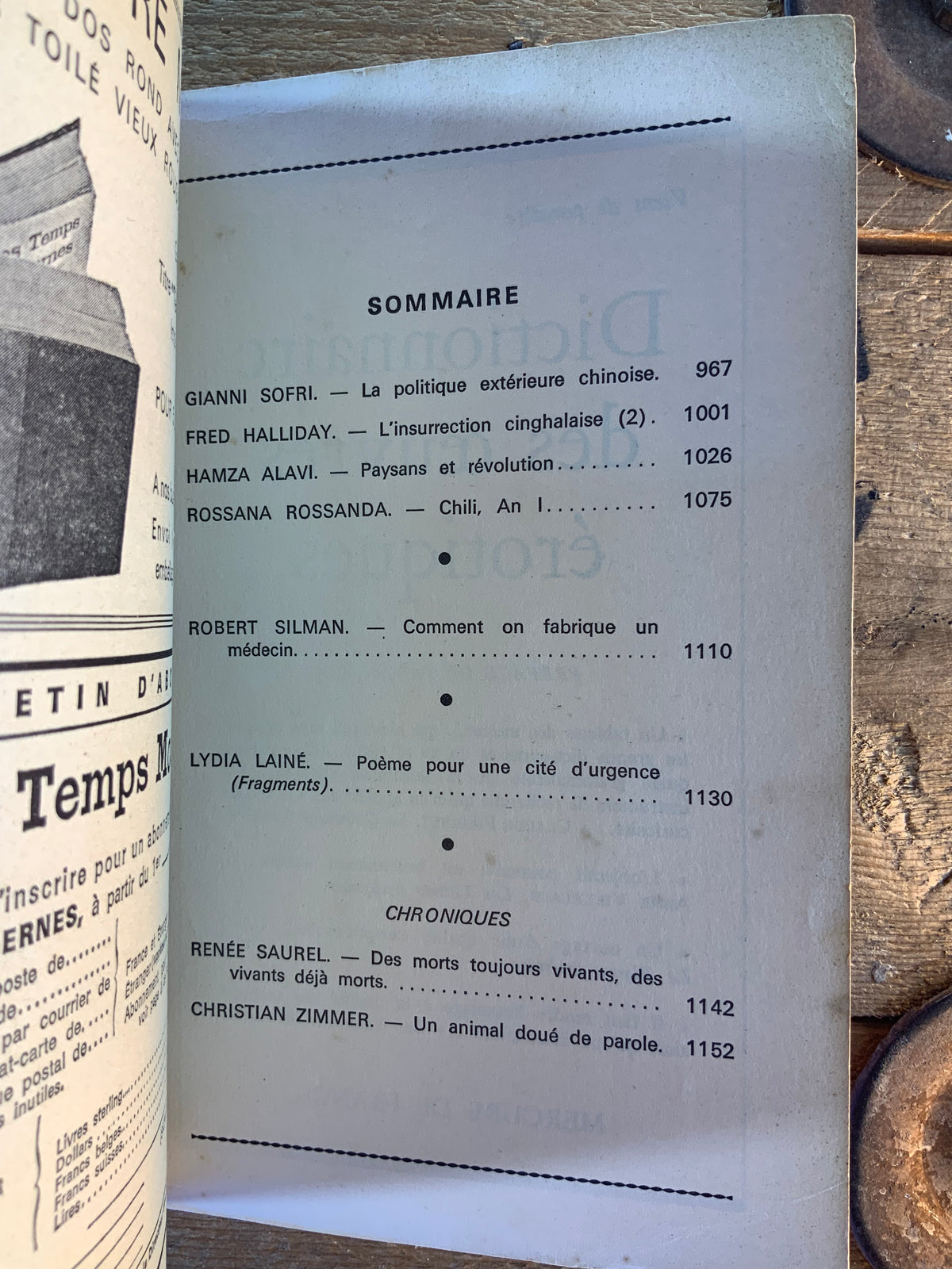 La politique extérieure chinoise - L’insurréction cinghalaise - Paysans et révolution … [ Les Temps Modernes ] - Janvier 1972 - n° 306