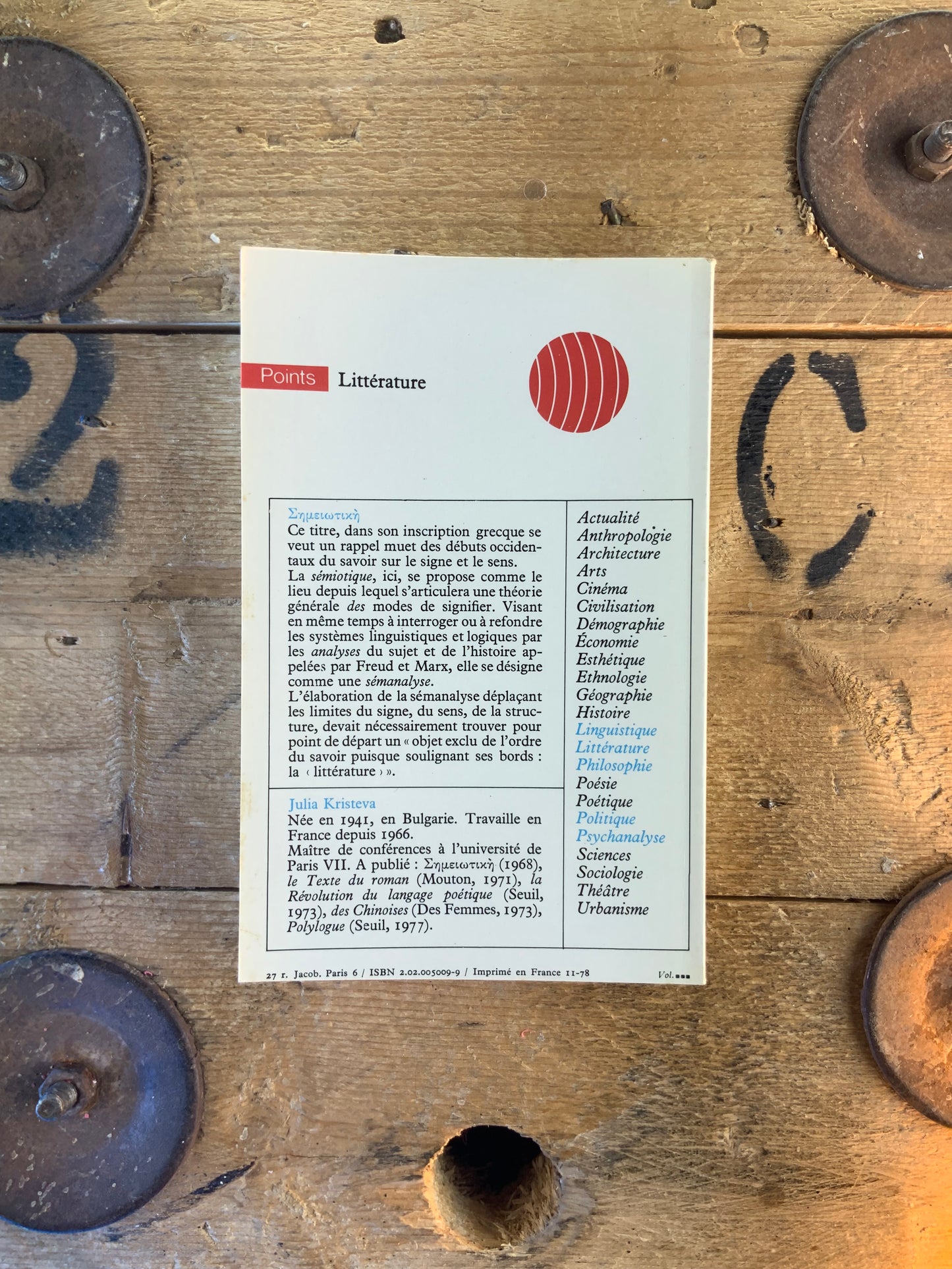 Sēmeiōtikē : recherches pour une sémantique (extraits) - Julia Kristeva