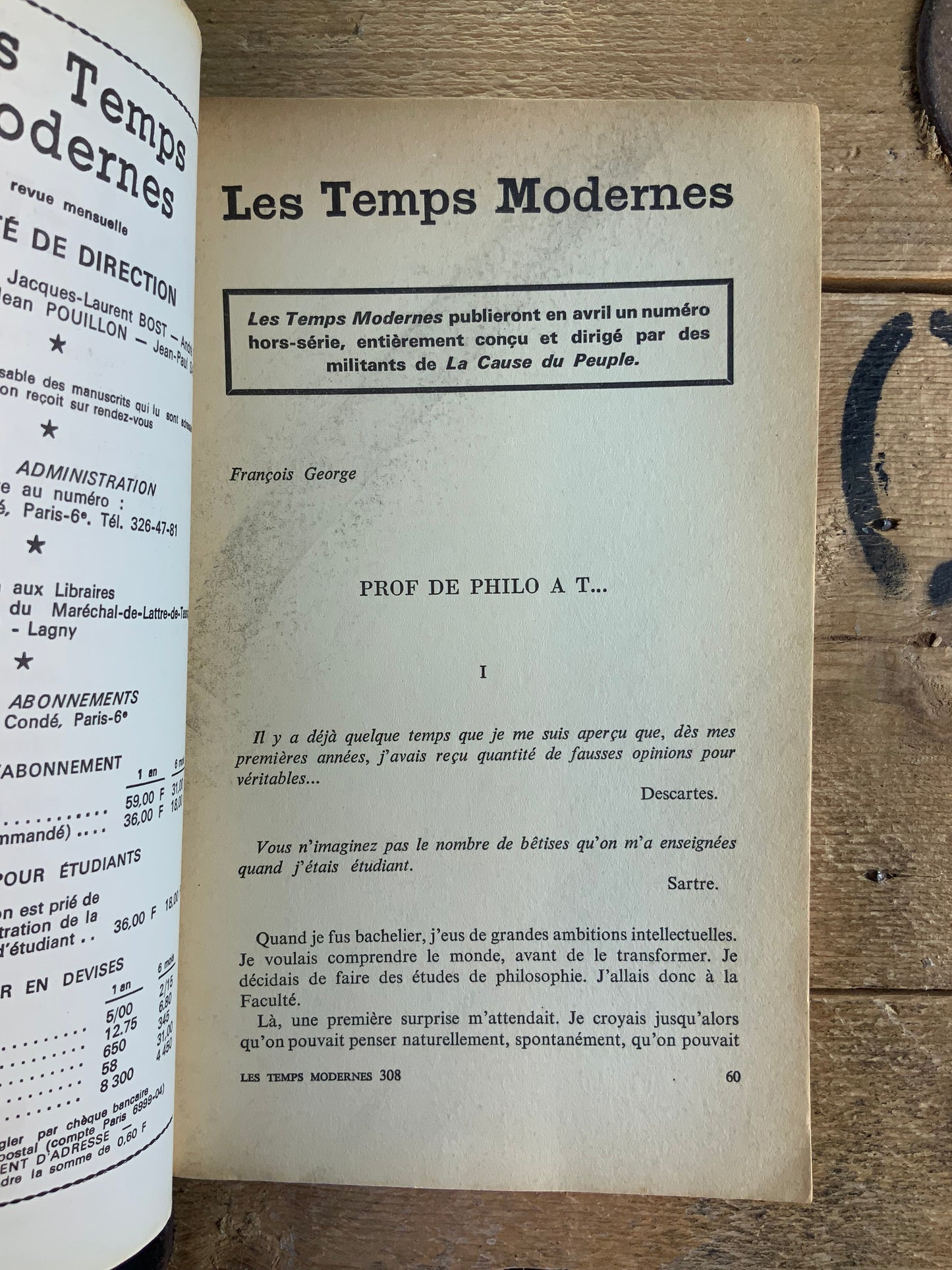 François George : prof de philo à T… | XXX. : héroïsme et impérialisme | Alain Jouffroy : Autocritique [ Les Temps Modernes ] - Mars 1972 - n° 308