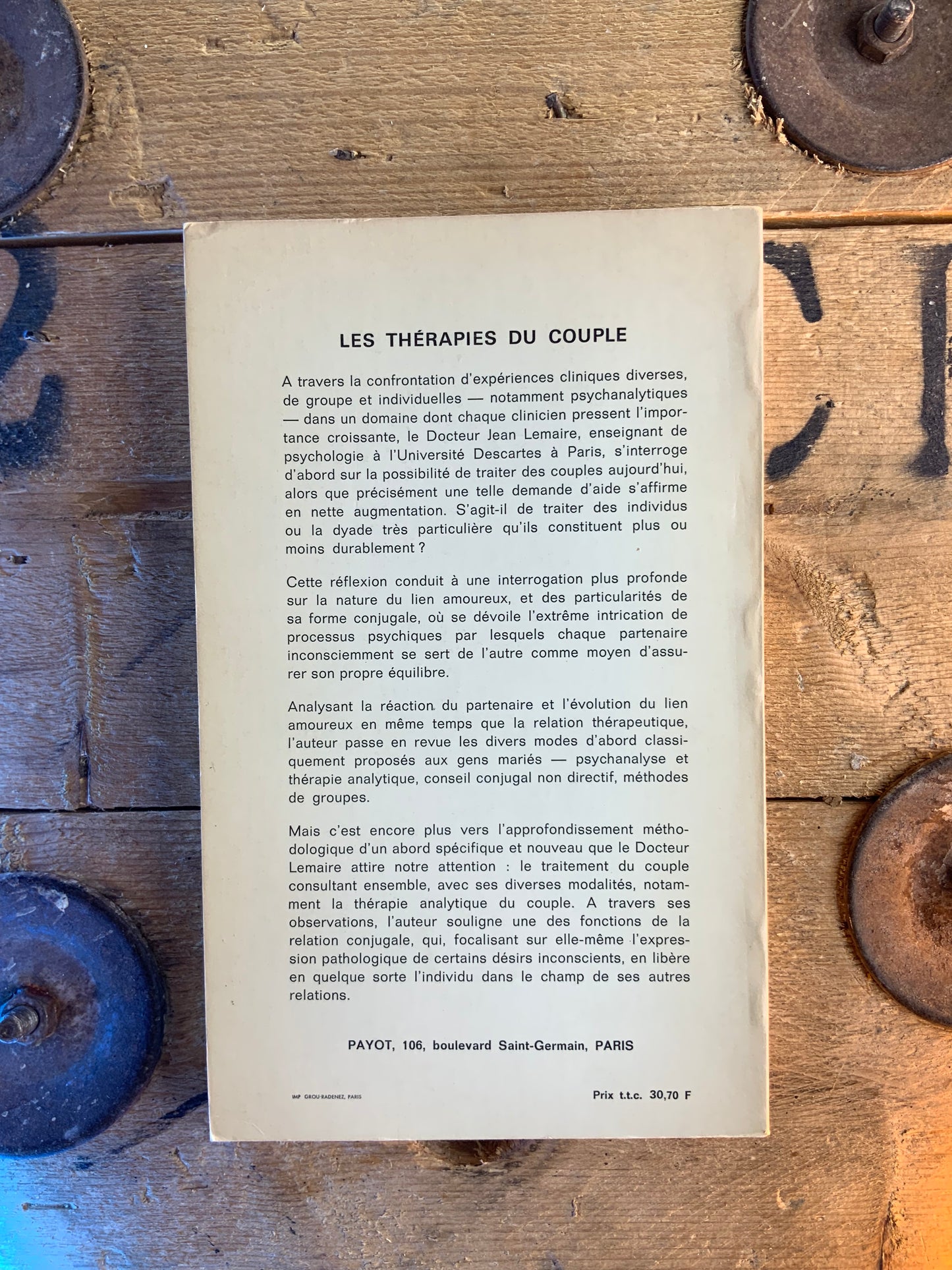 Les thérapies du couple - Dr Jean-G. Lemaire