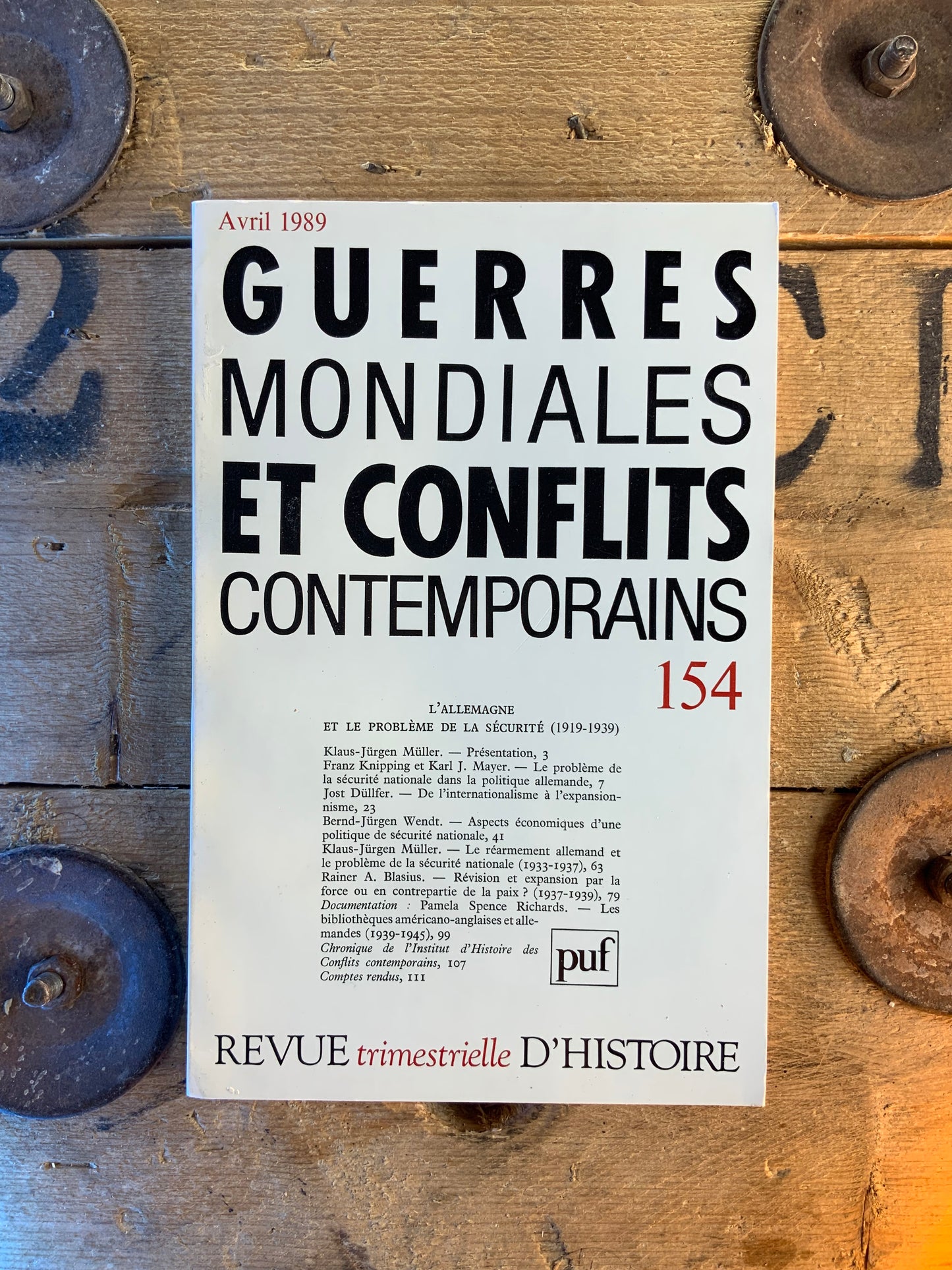 Guerres mondiales et conflits numéro 154 [ Revue trimestrielle d’histoire ]