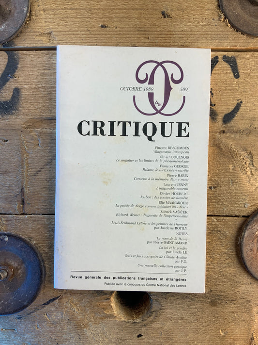 Critique numéro 509