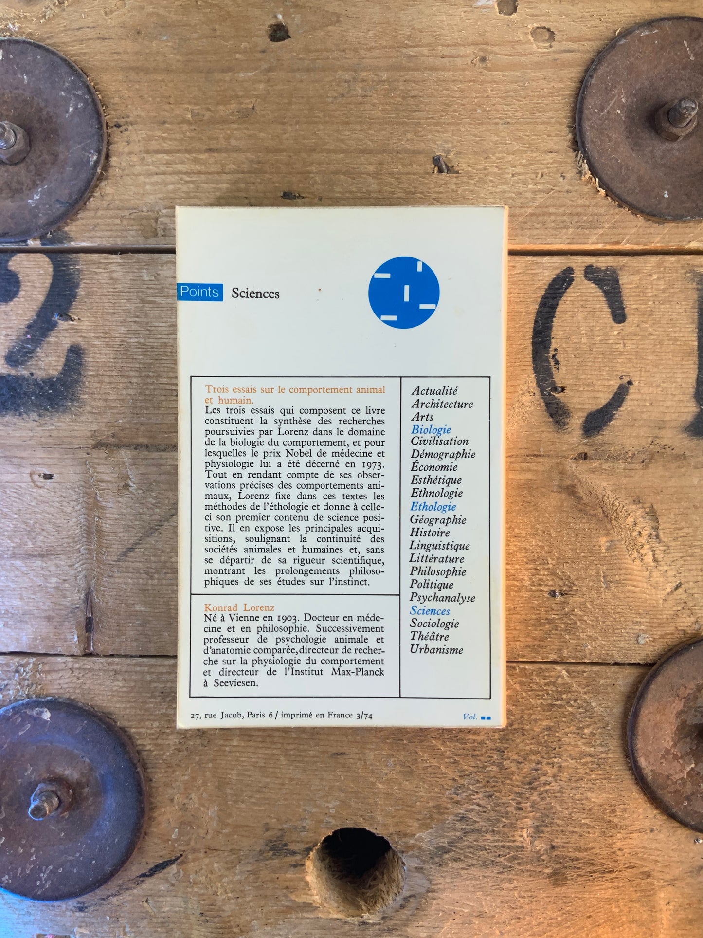 Trois essais sur Le comportement animal et humain - Konrad Lorenz