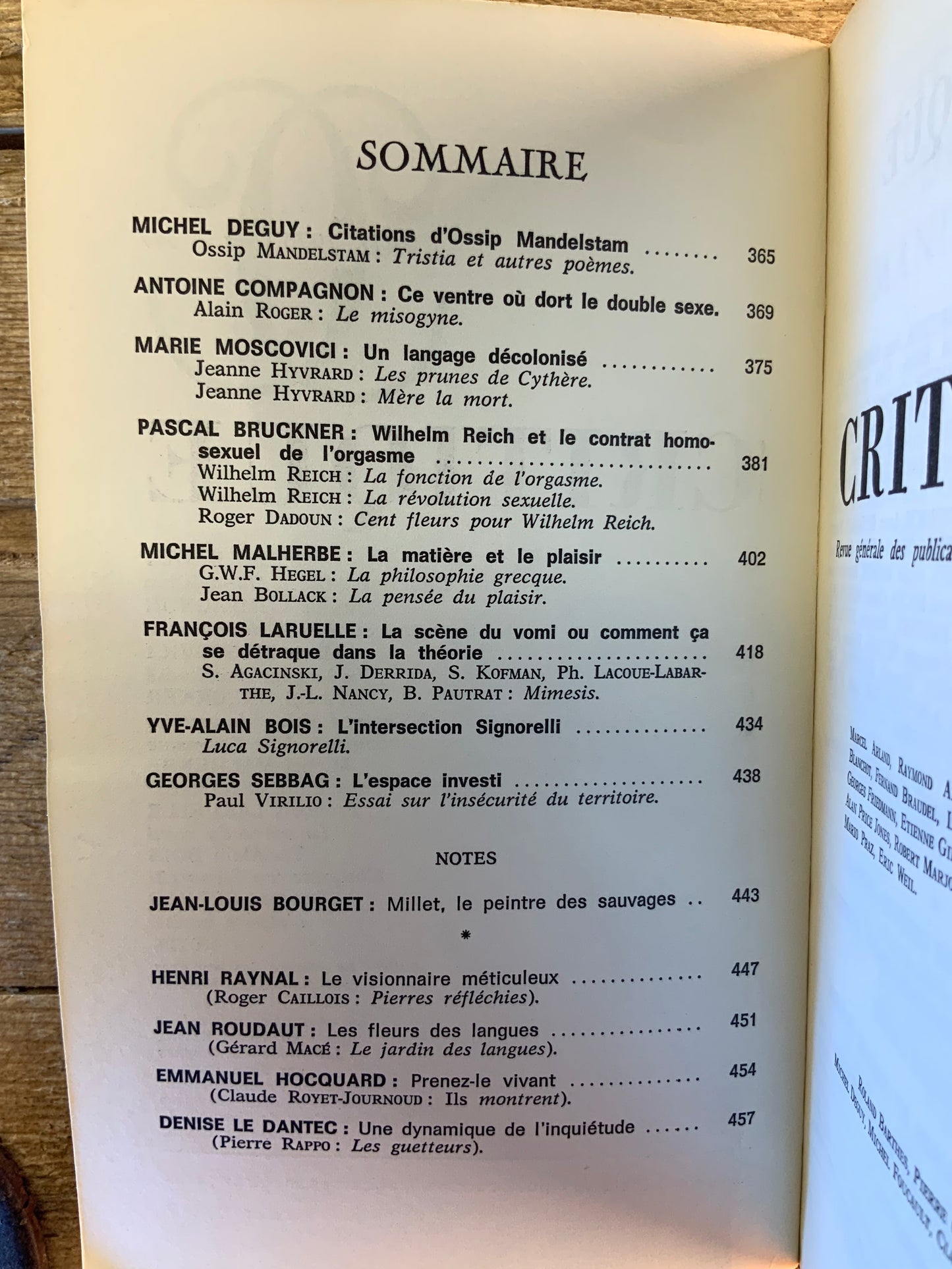 Michel Deguy : citations d’Ossip Mandelstam - Antoine Compagnon : ce ventre où dort le double sexe - Marie Moscovici : un langage décolonisé [ Revue Critique ] - Avril 1976 - n°347