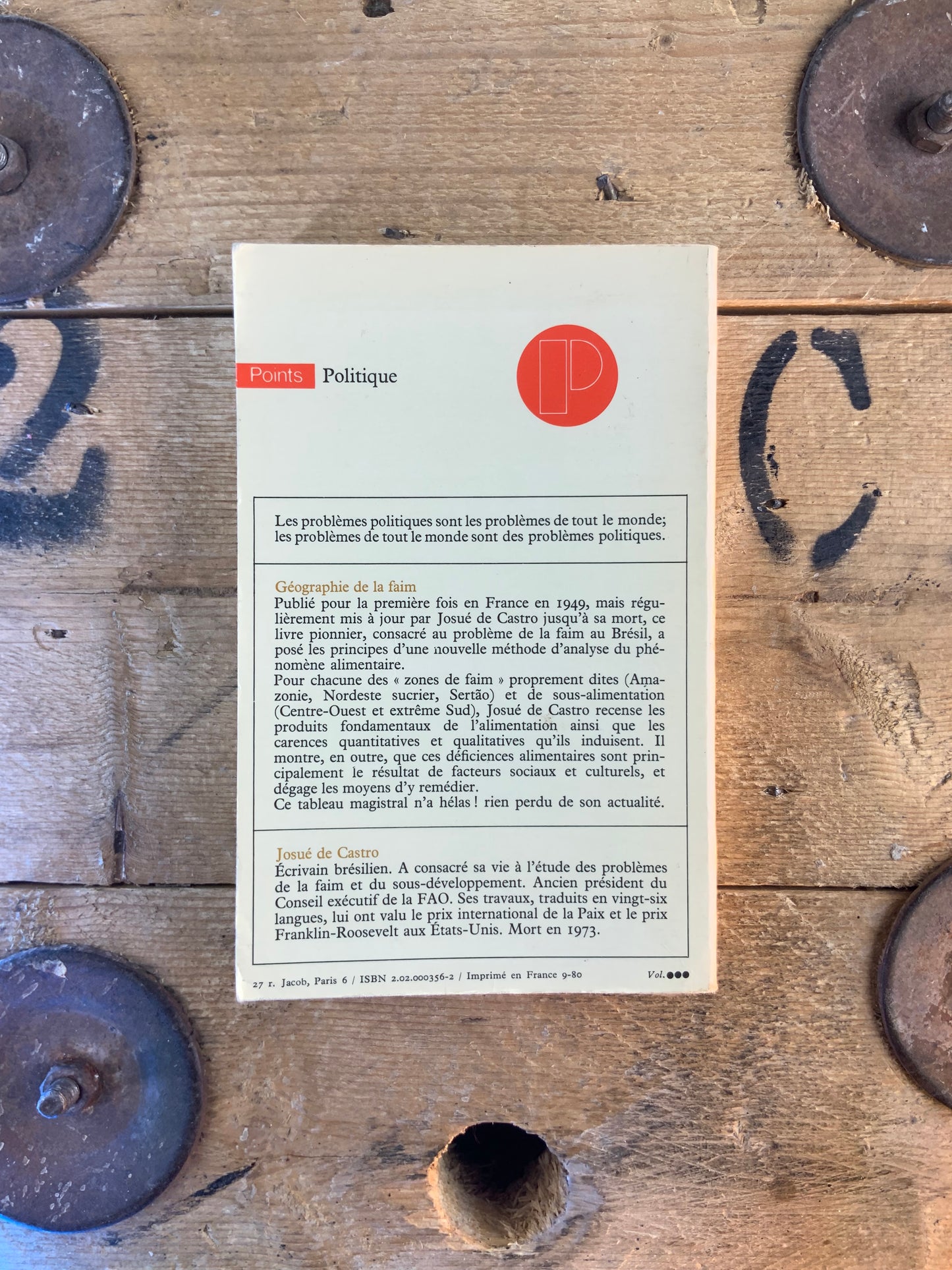 Géographie de la faim - Josué de Castro