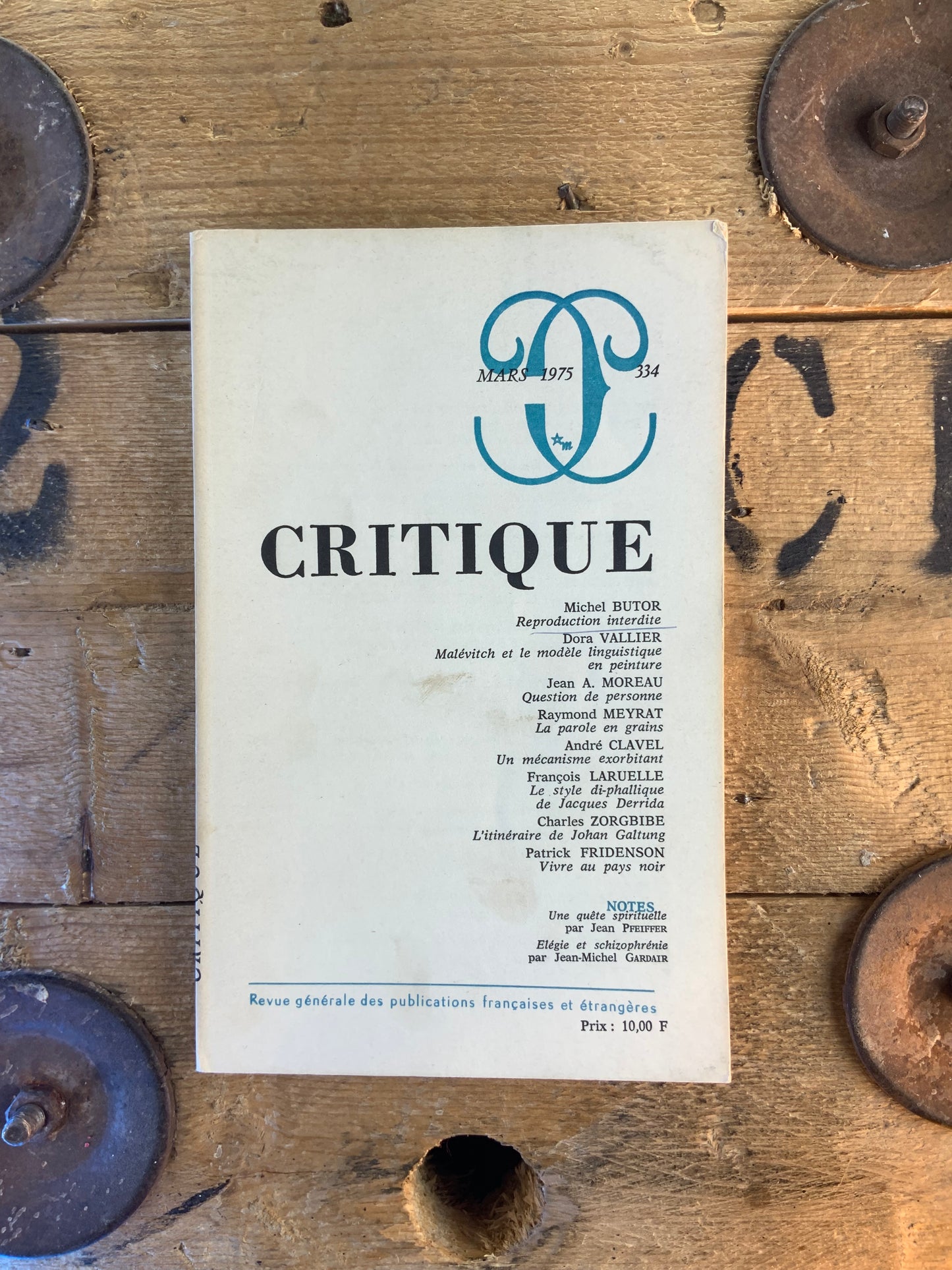 Michel Butor : reproduction interdite - Dora Vallier : Malévitch et le modèle linguistique en peinture … [ Revue Critique ] - Mars 1975 - n°334