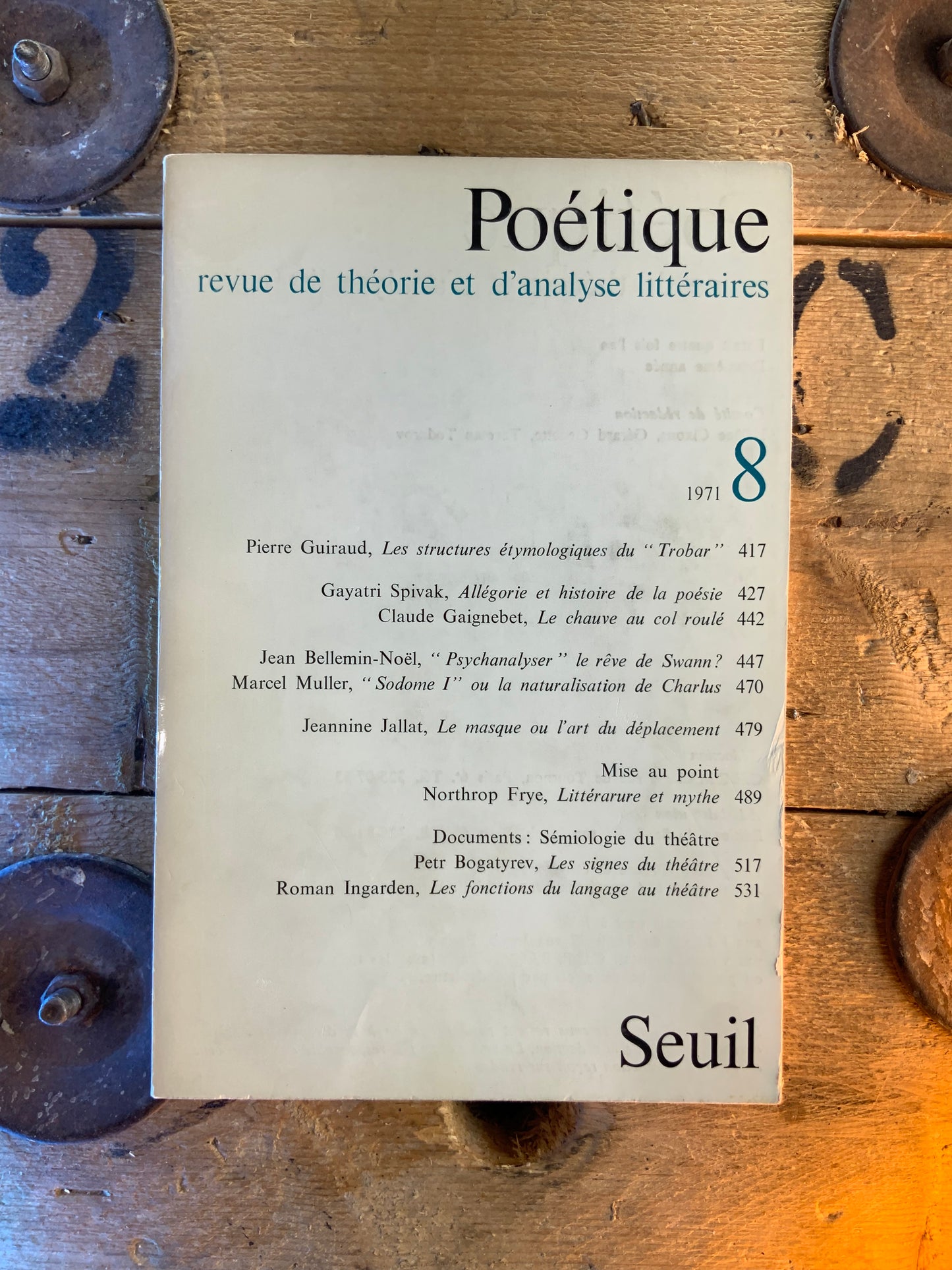 Poétique : revue de théorie et d’analyse littéraire 8 - 1971