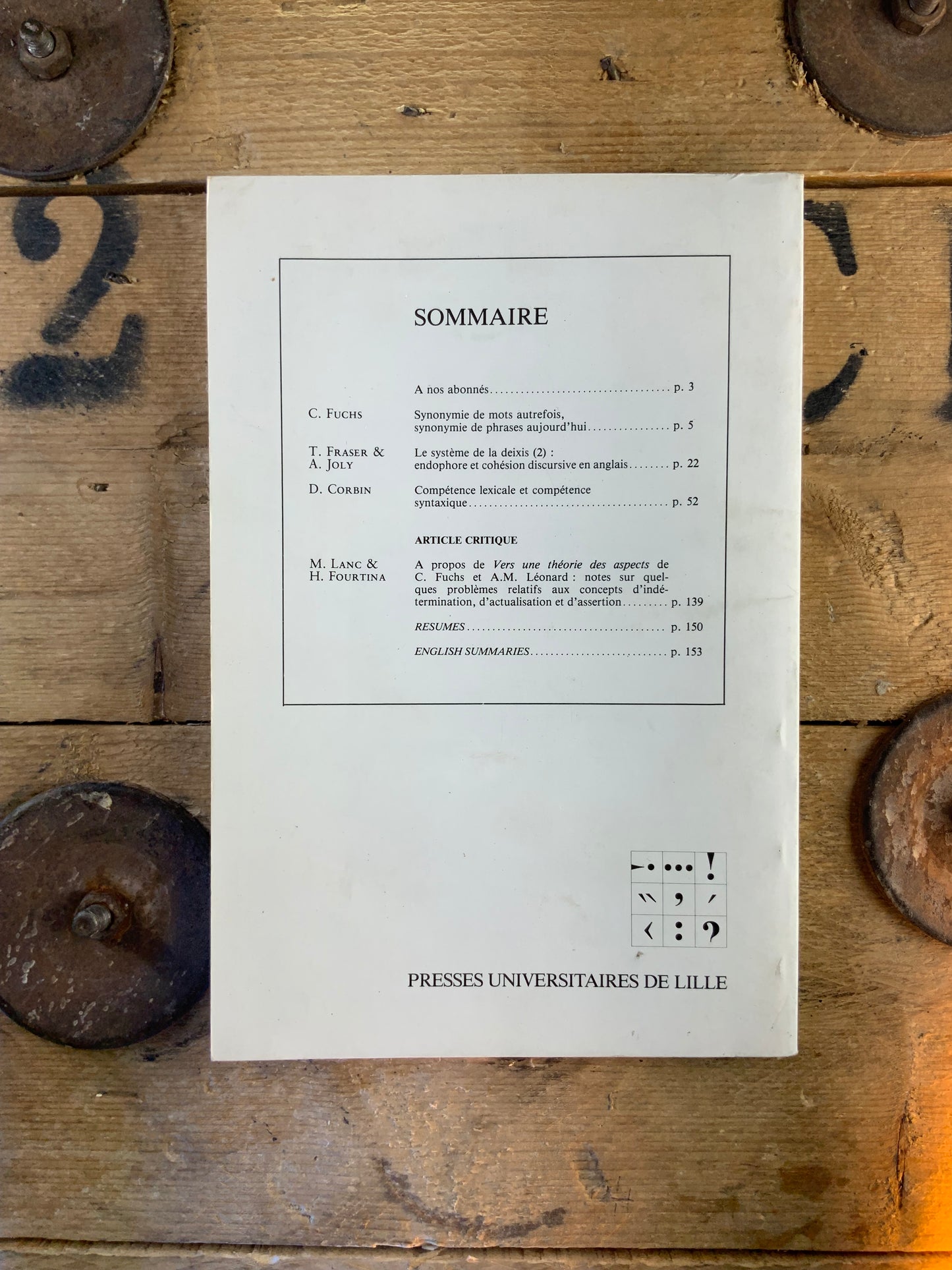 Modèles linguistiques, Tome II