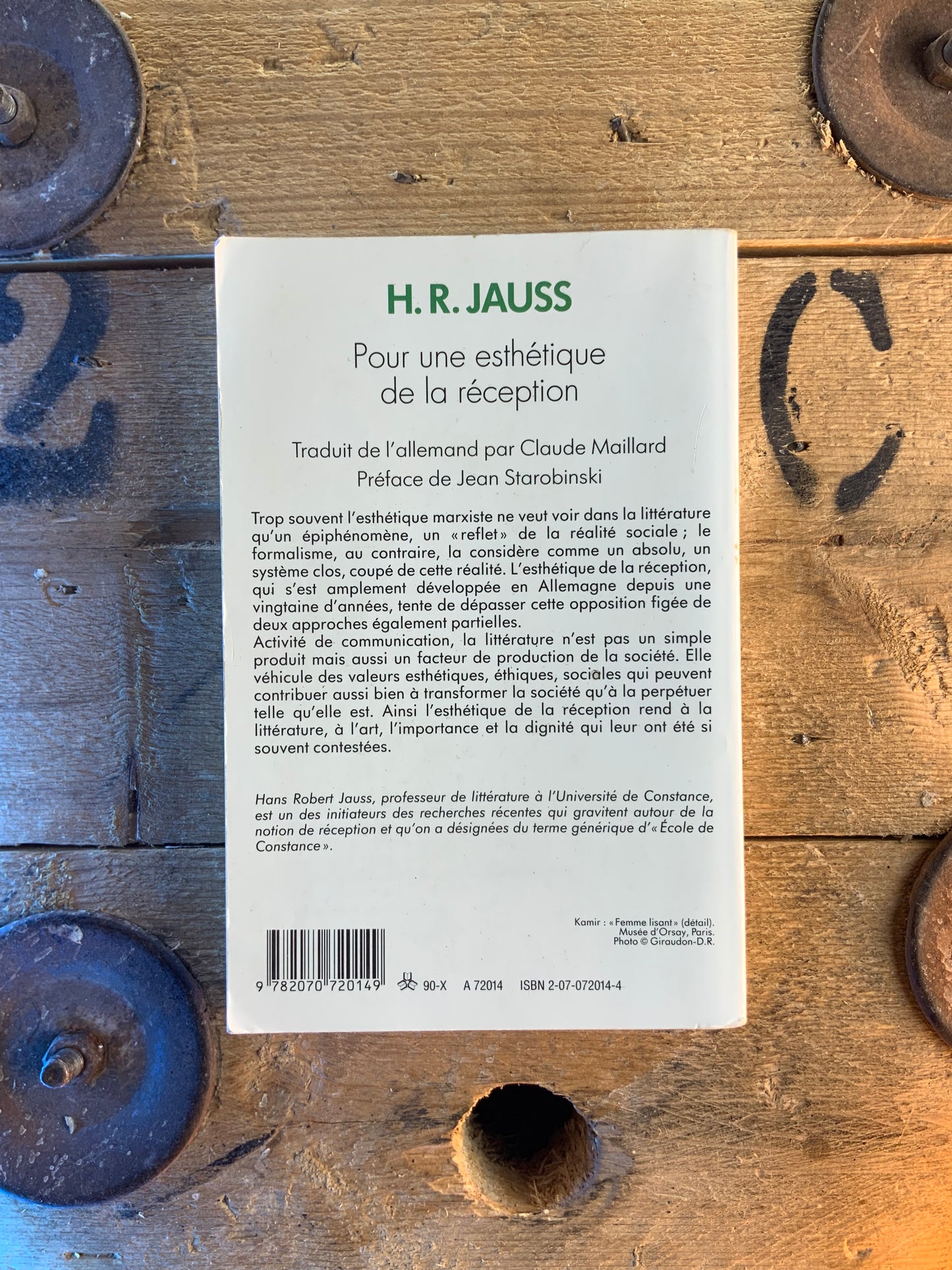 Pour une esthétique de la réception - H.R. Jauss
