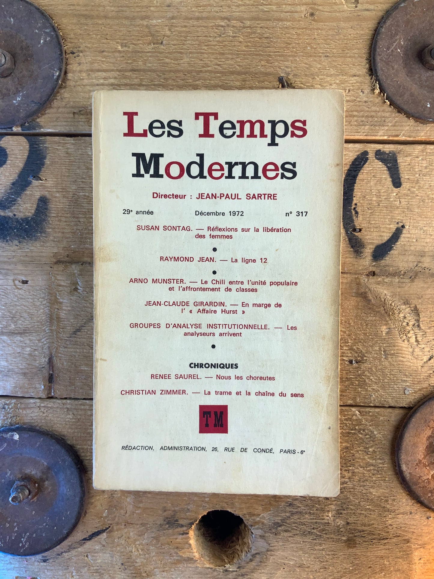 Susan Sontag : réflexions sur la libération des femmes | Raymond Jean : la ligne 12 … [ Les Temps Modernes ] - Décembre 1972 - n° 317
