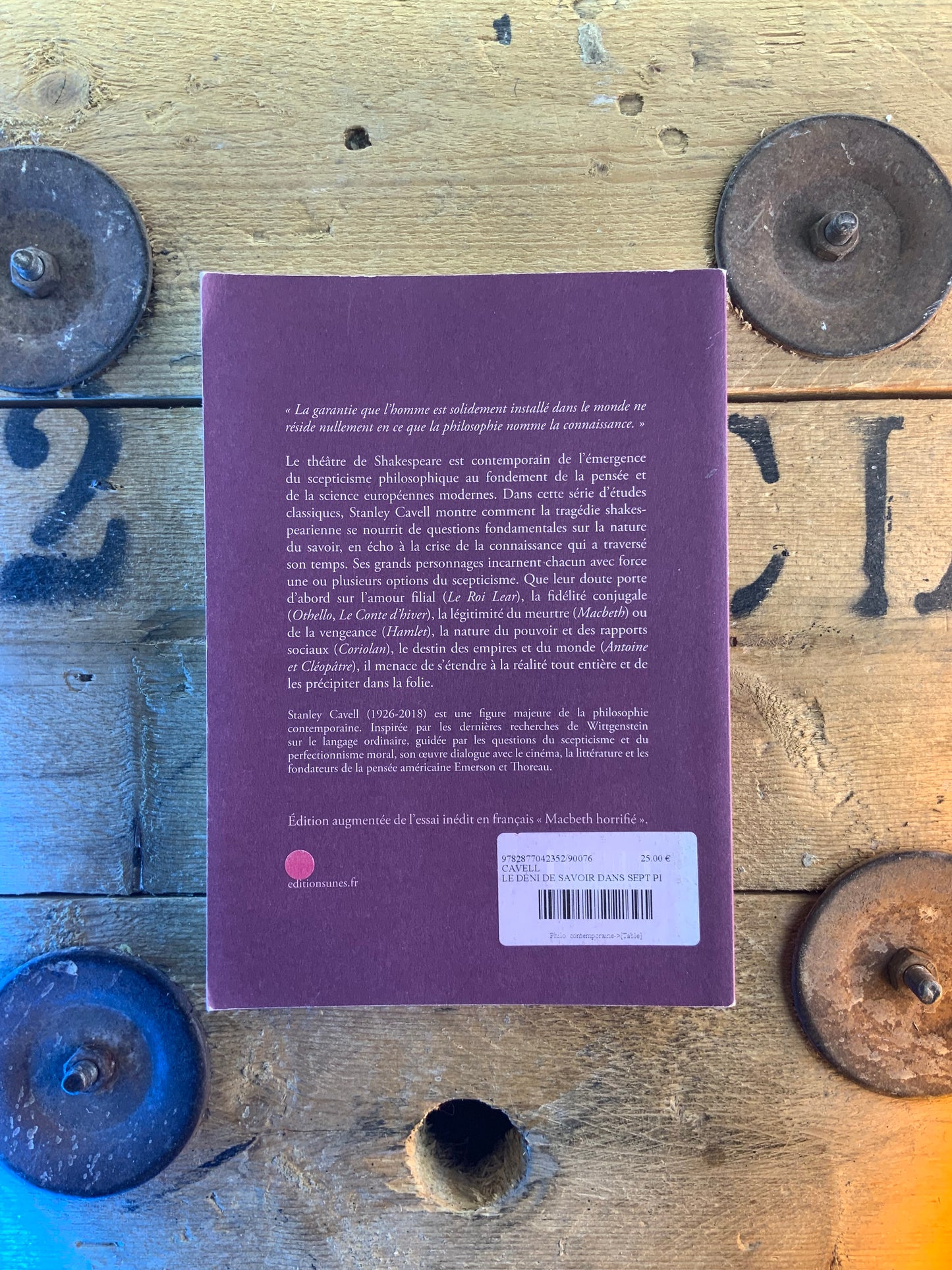 Le déni de savoir dans sept pièces de Shakespeare - Stanley Cavell