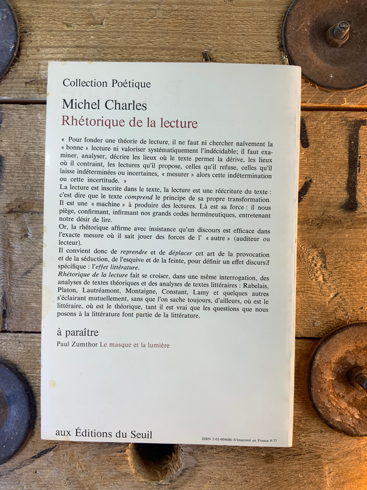 Texte littéraire et métalangue - Les carafes de la Vivonne - Littérature médiévale et expérience esthétique [ Poétique : revue de théorie et d’analyse  ] - Septembre 1977 - n° 31