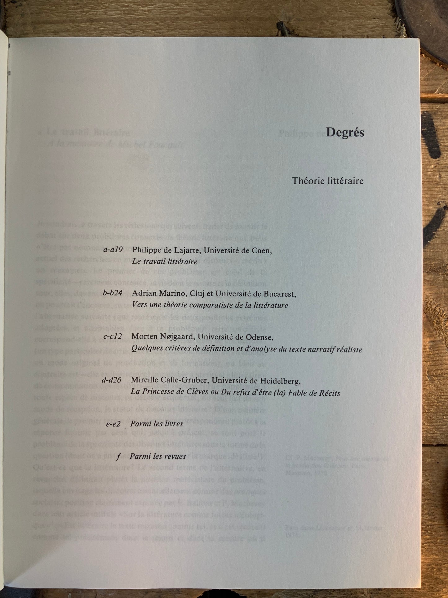 Théorie littéraire [ Degrés - Revue de synthèse à orientation sémiologique ] - printemps 1985 - n° 41