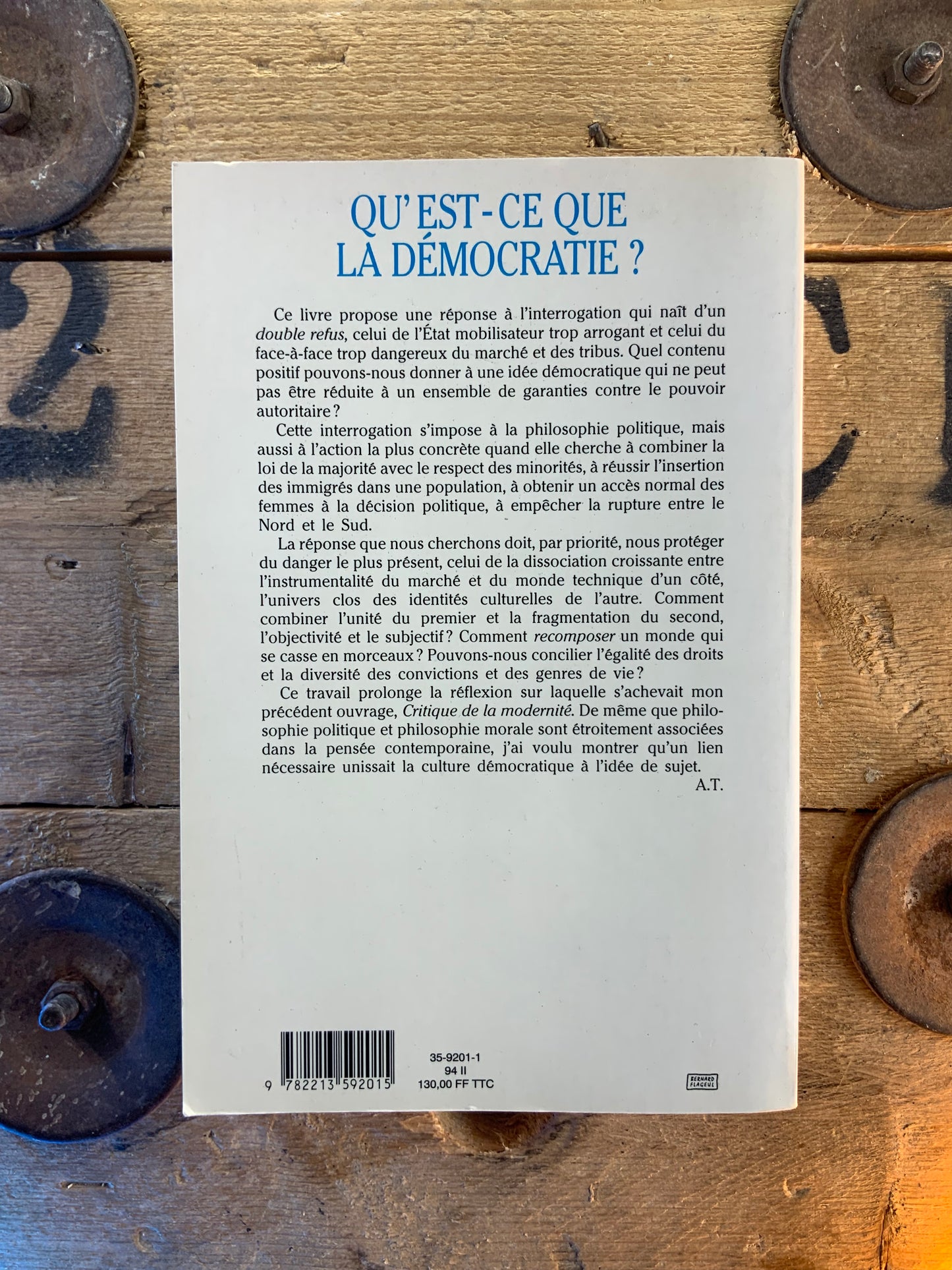 Qu’est-ce que la démocratie ? - Alain Touraine