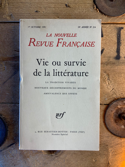 N.R.F numéro 214 : vie ou survie de la littérature