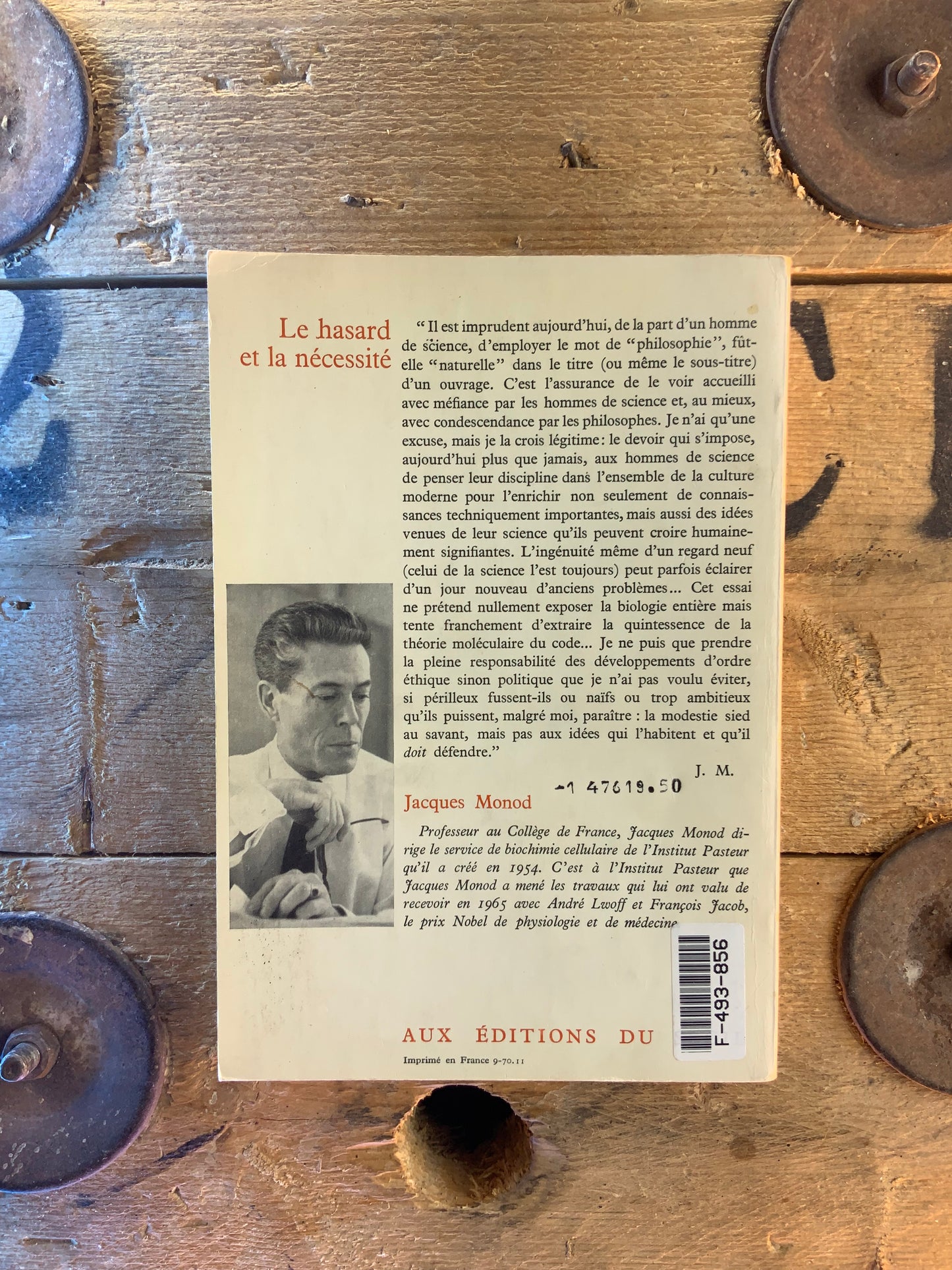 Le hasard et la nécessité : essai sur la philosophie naturelle de la biologie moderne - Jacques Monod