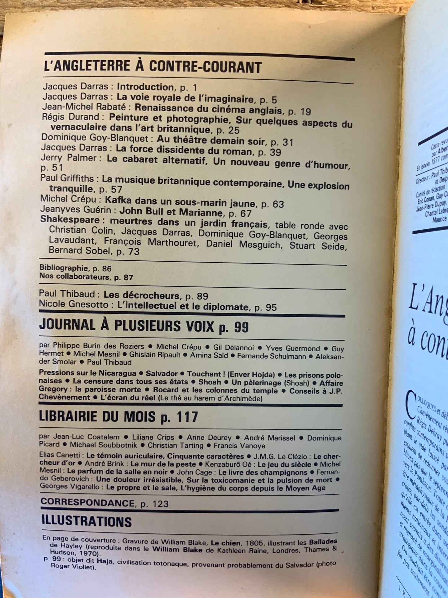 L’Angleterre à contre-courant : roman cabaret cinéma théâtre musique [ Revue Esprit ] - Juillet 1985 - n° 1667