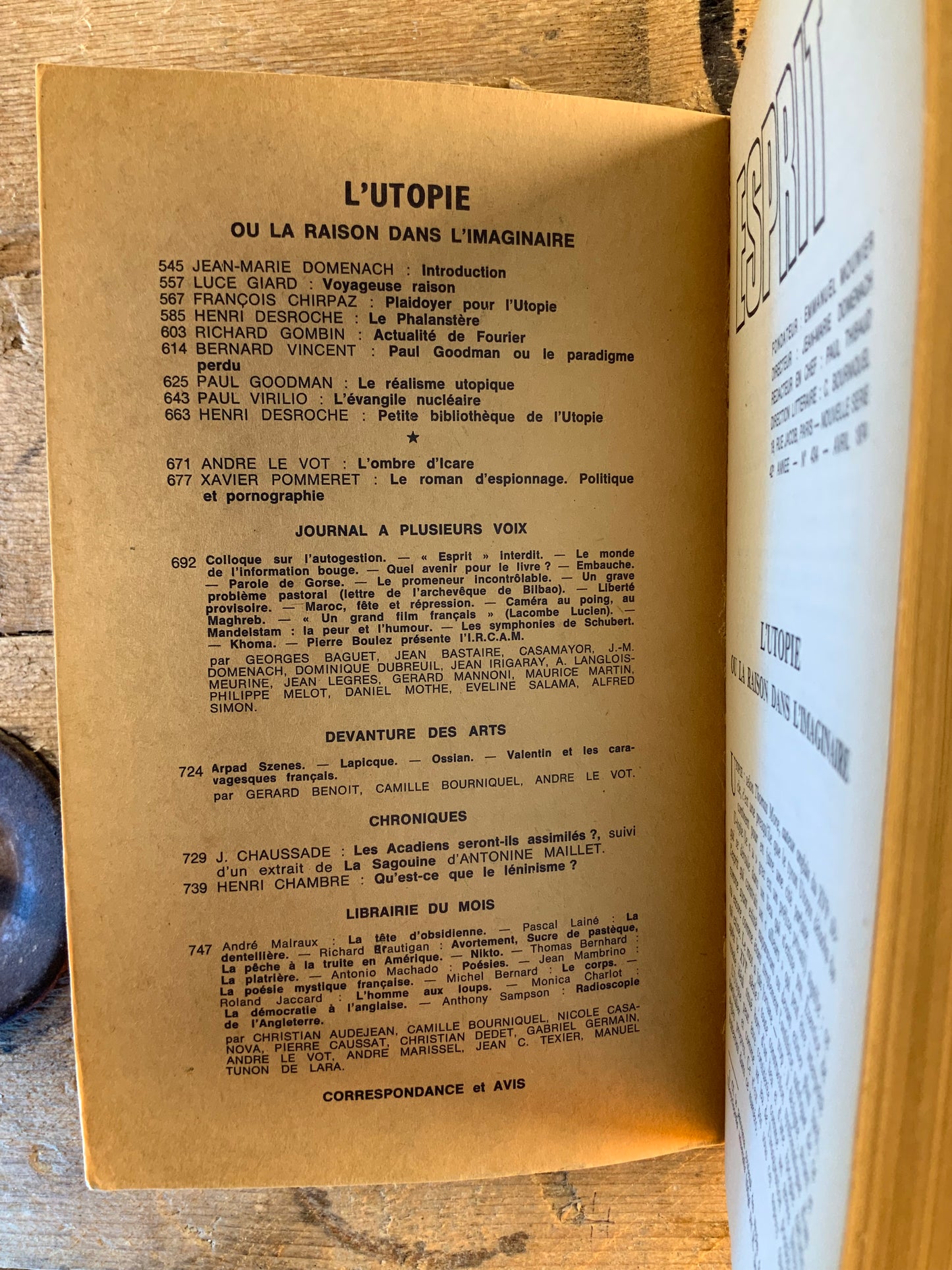L’Utopie ou La raison dans l’imaginaire [ Esprit 1974 Numéro 4 ]