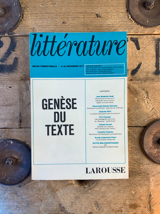 Genèse du texte [ Littérature Numéro 28 ]