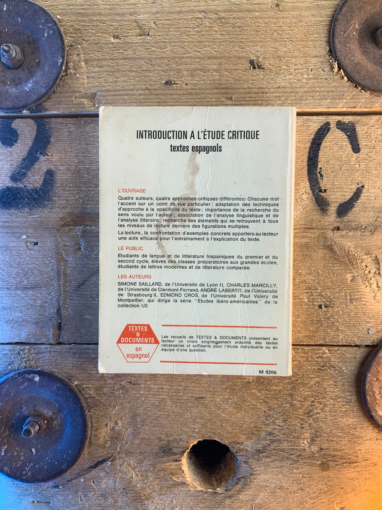 Introduction à l’étude critique : textes espagnols - S. Saillard , C. Marcilly , A. Labertit , E. Cros