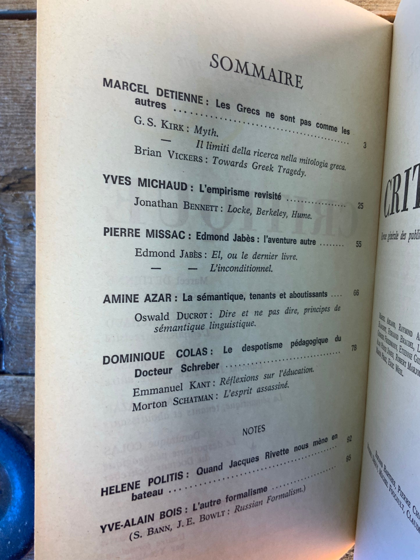 Les grecs ne sont pas comme les autres - Marcel Detienne | L’empirisme revisité - Yves Michaud… [ Revue Critique ] - Janvier 1975 - n°332