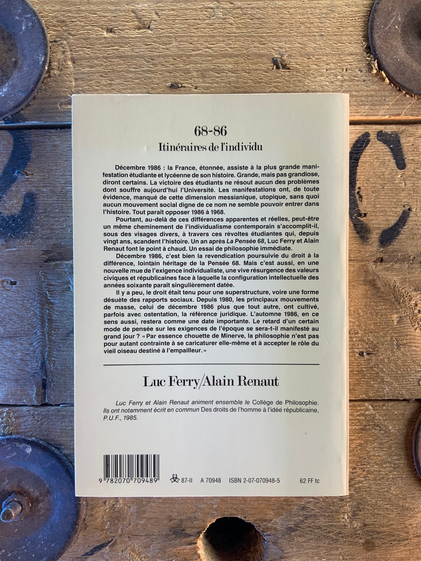 68-86 itinéraire de l’individu - Luc Ferry