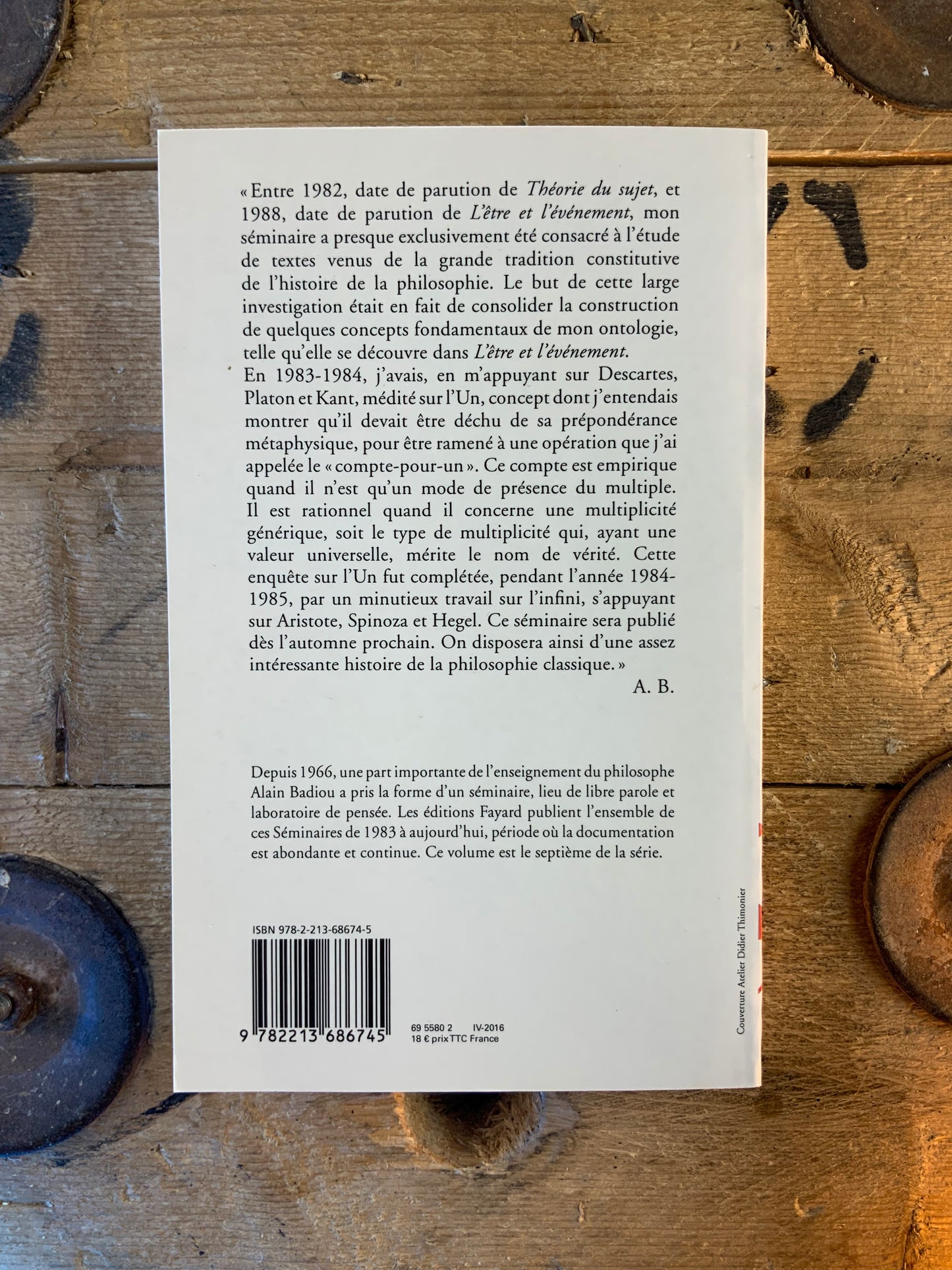 L’Un : Descartes, Platon, Kant 1982-1984 - Alain Badiou . Le Séminaire