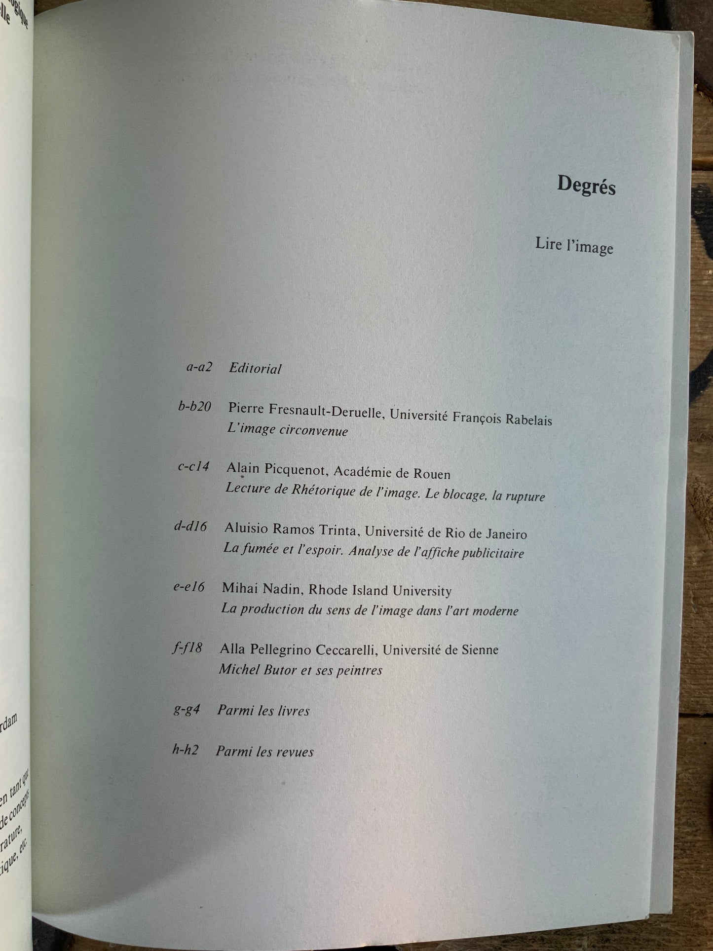 Lire l’image [ Degrés - Revue de synthèse à orientation sémiologique ] - été 1983 - n° 34