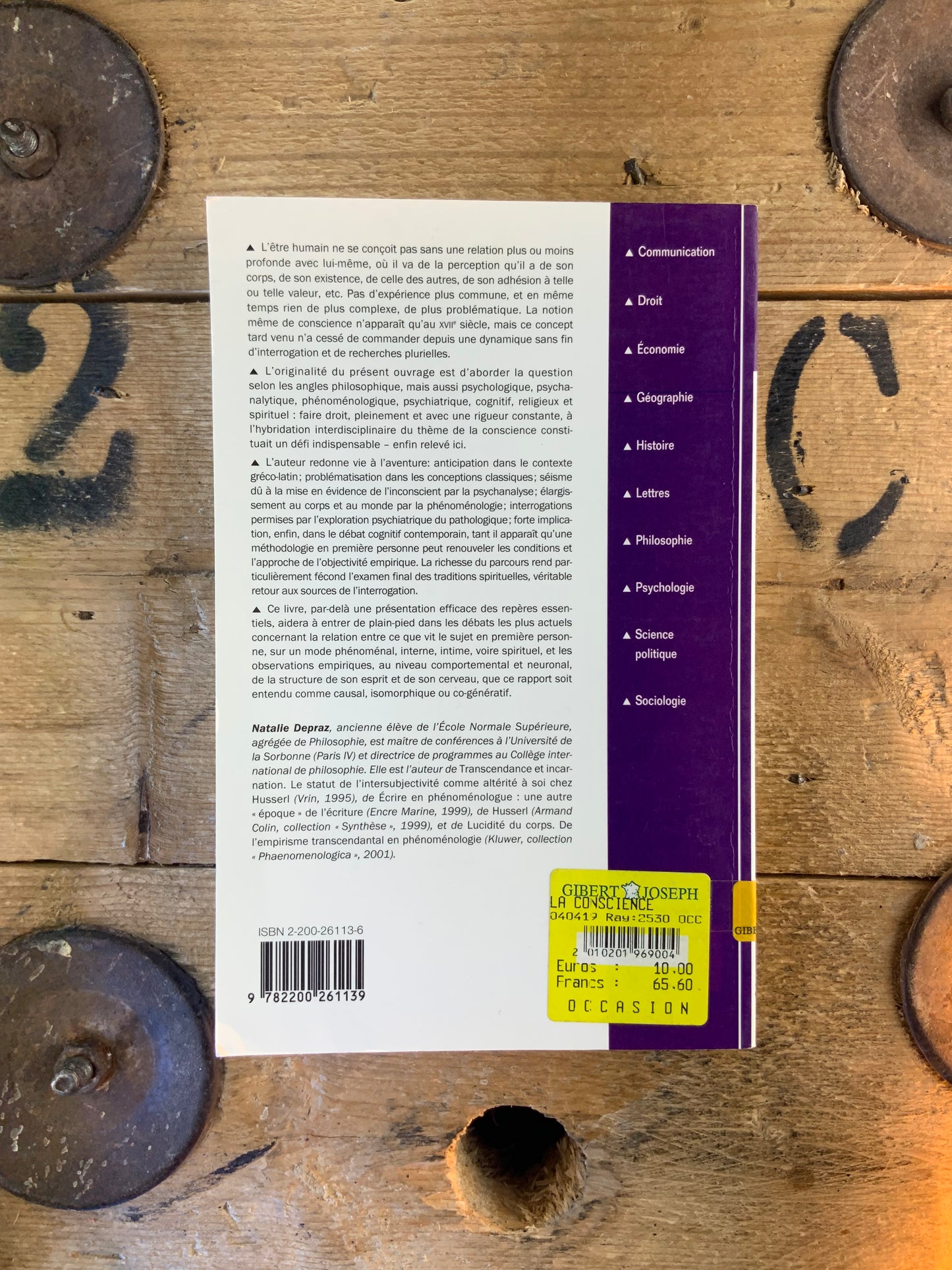 La conscience : approches croisées, des classiques aux sciences cognitives - Natalie Depraz