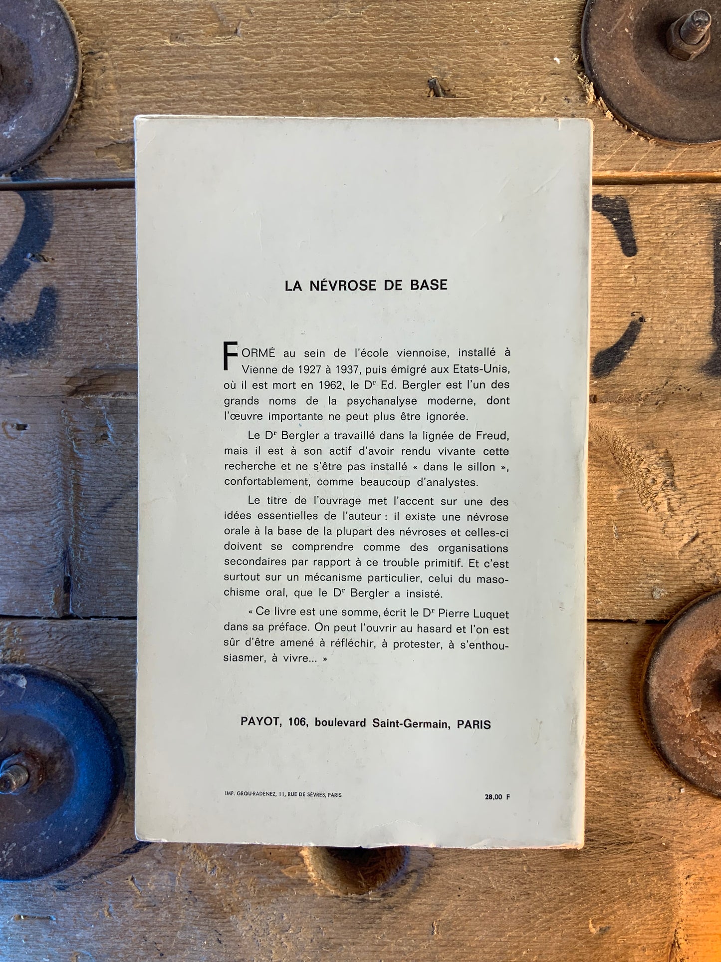 La névrose de base - Ed. Bergler