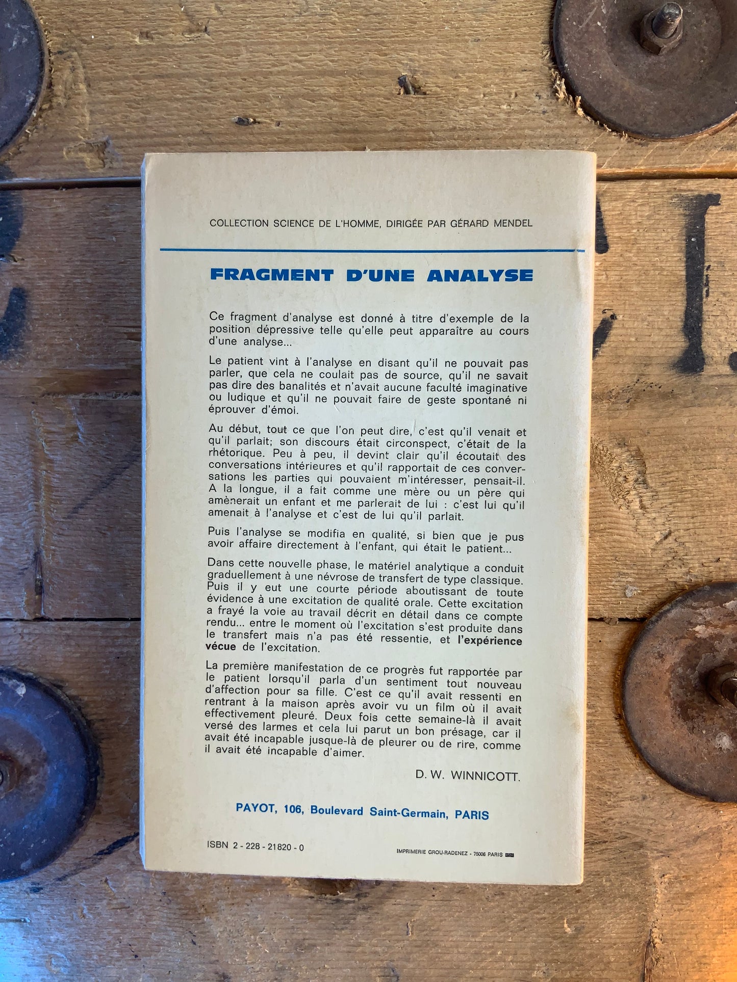 Fragment d’une analyse - Dr D.W. Winnicott