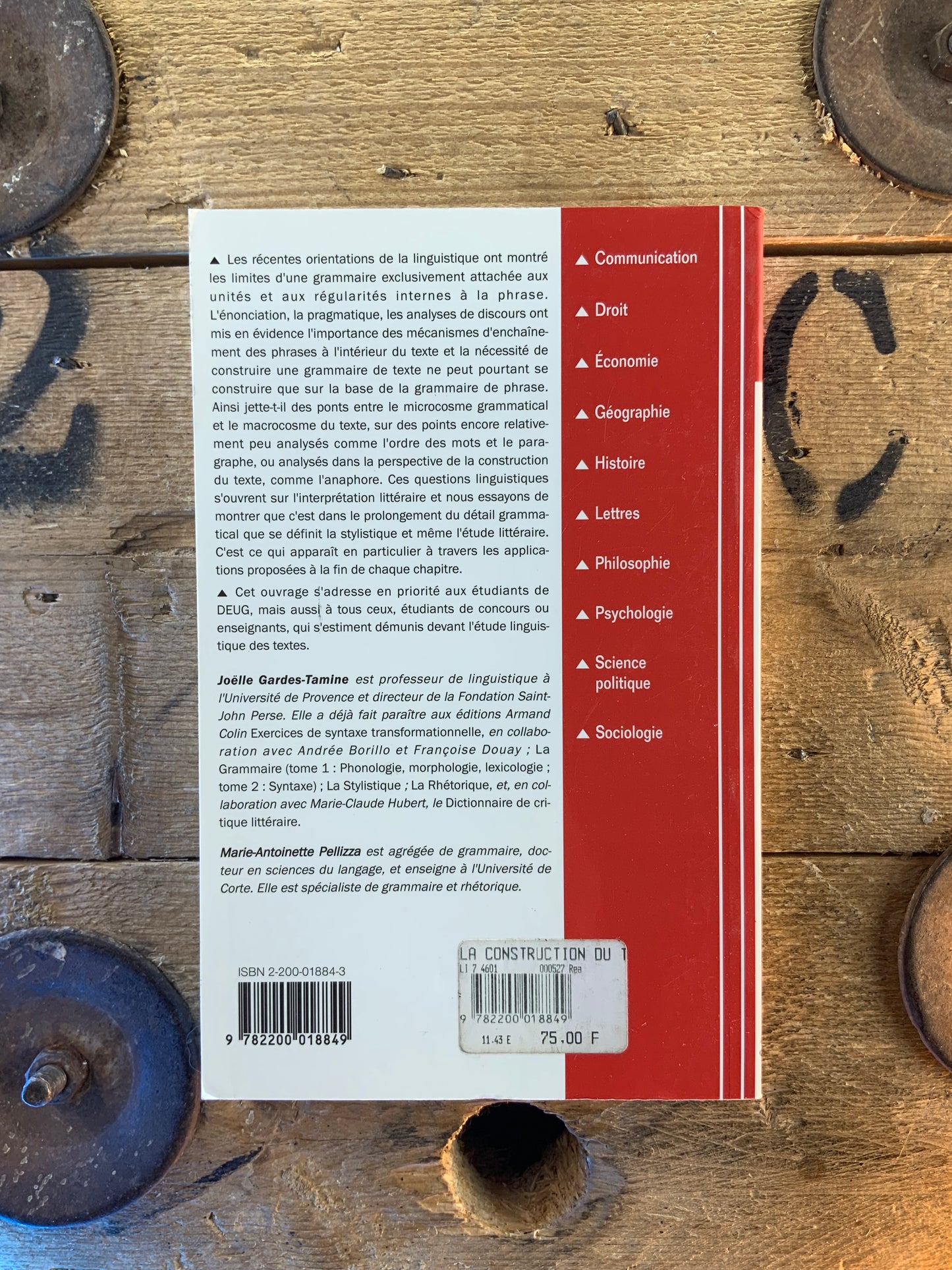 La construction du texte : de la grammaire au style - Joëlle Gardes-Tamine et Marie-Antoinette Pelliza