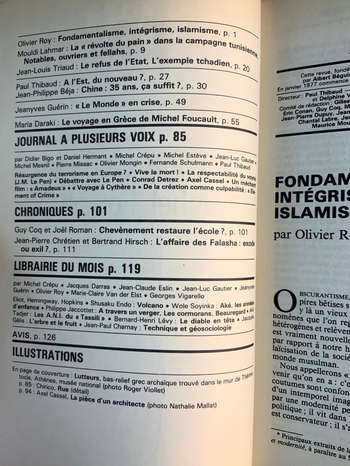 Le voyage en Grèce de Michel Foucault | La résistance afghane, traditionnelle et moderne … [ Revue Esprit ] - Avril 1985 -